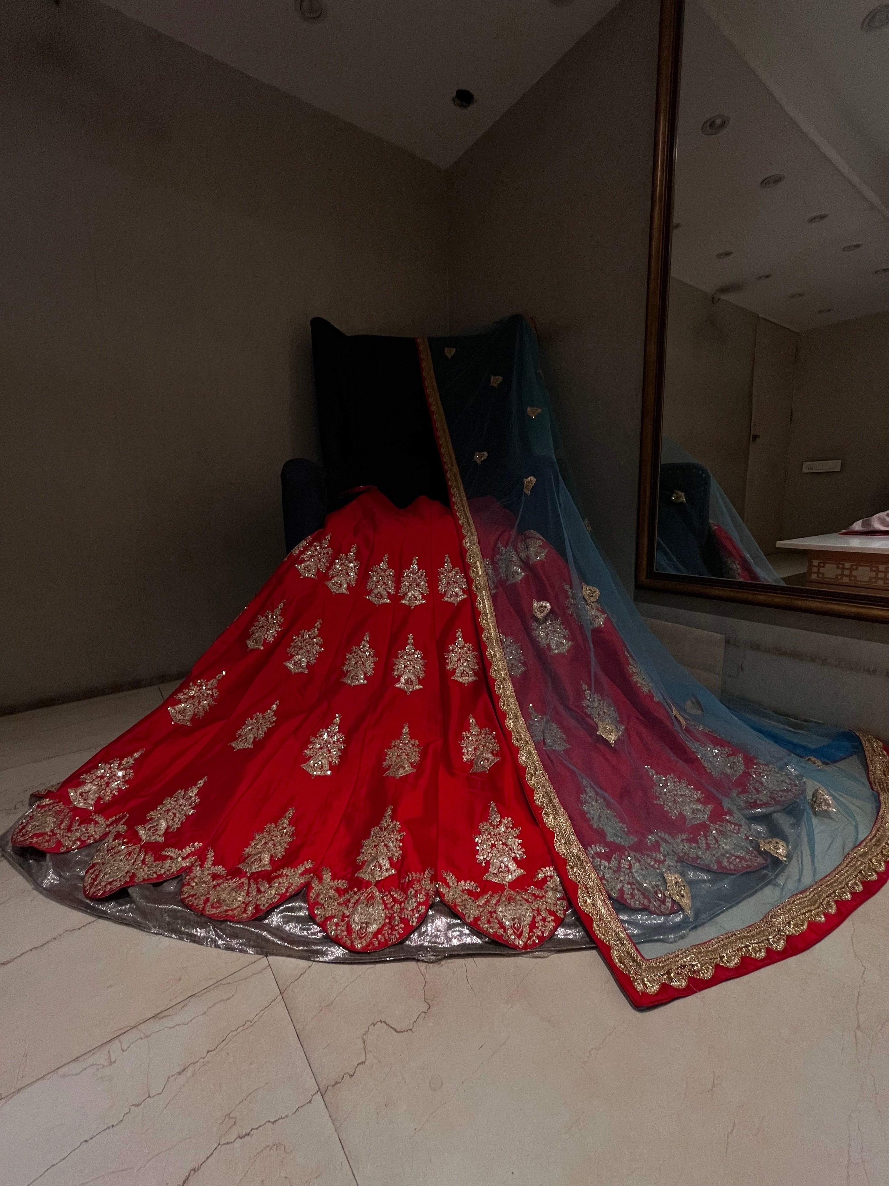 Bridal Red layered lehenga set