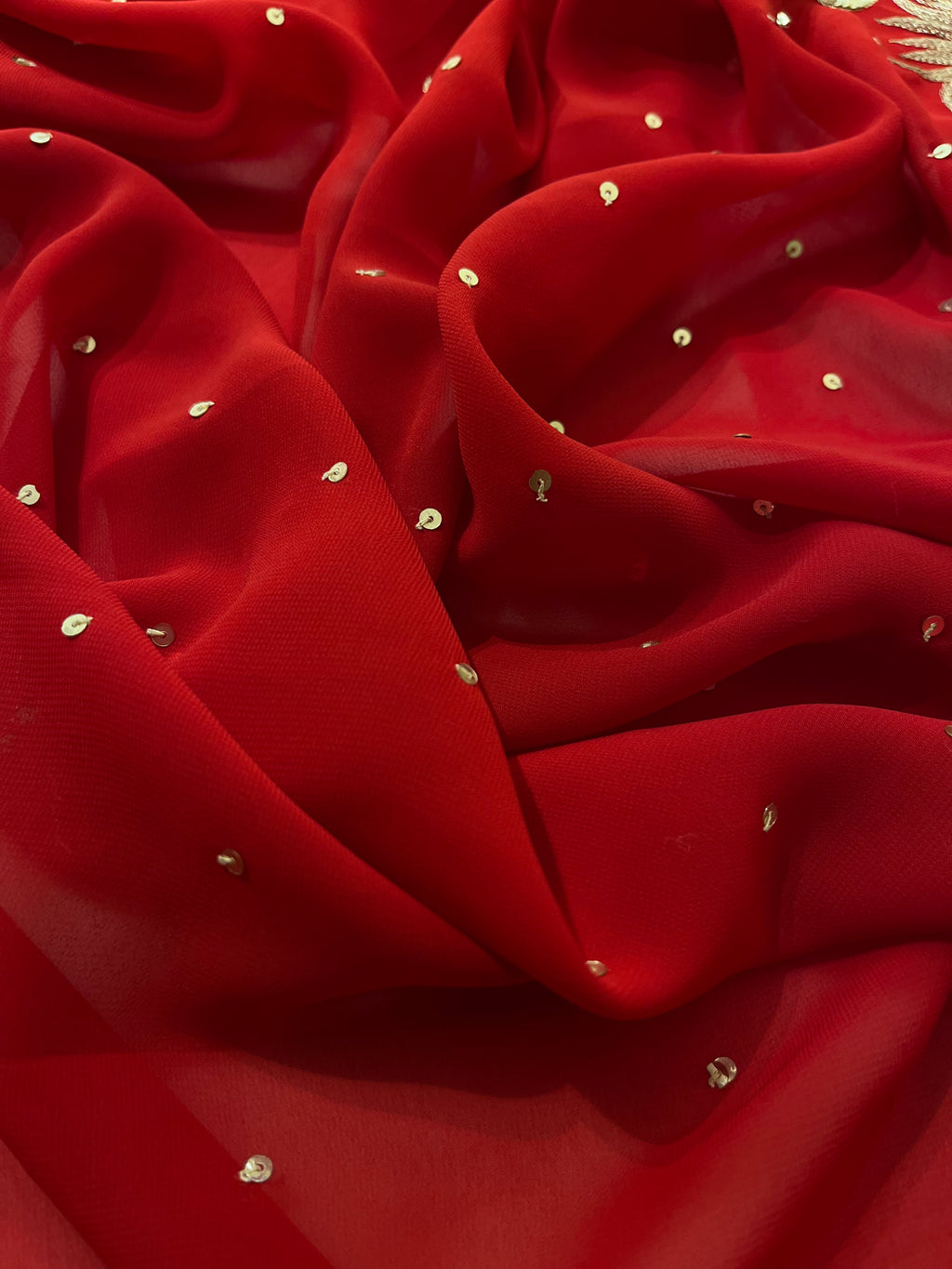 Deep Red sequins Saree