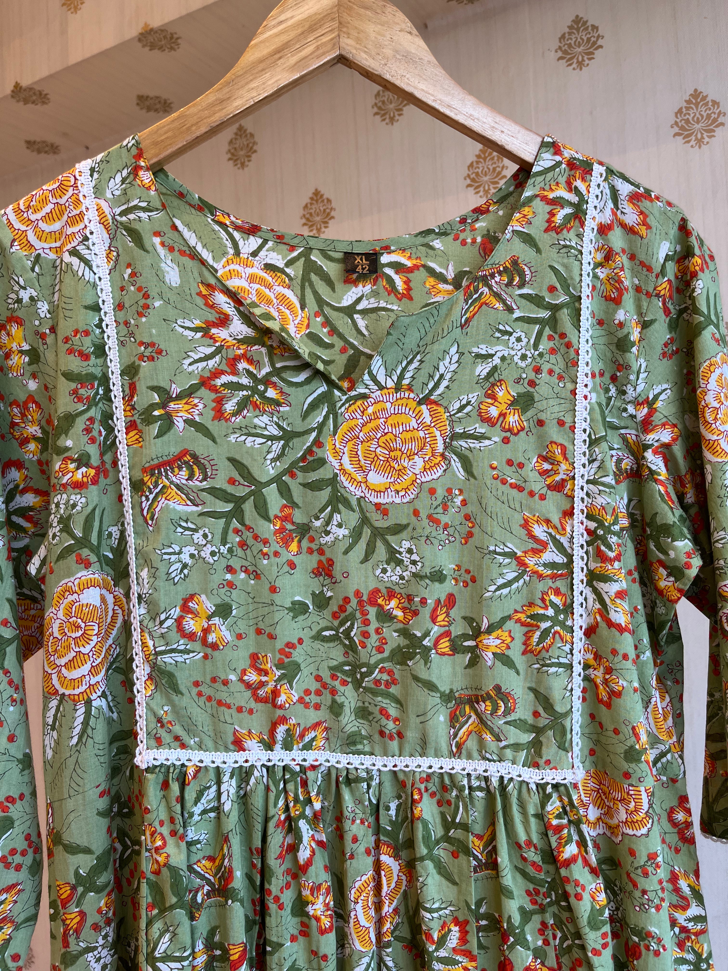 Summer Green Cotton kurti