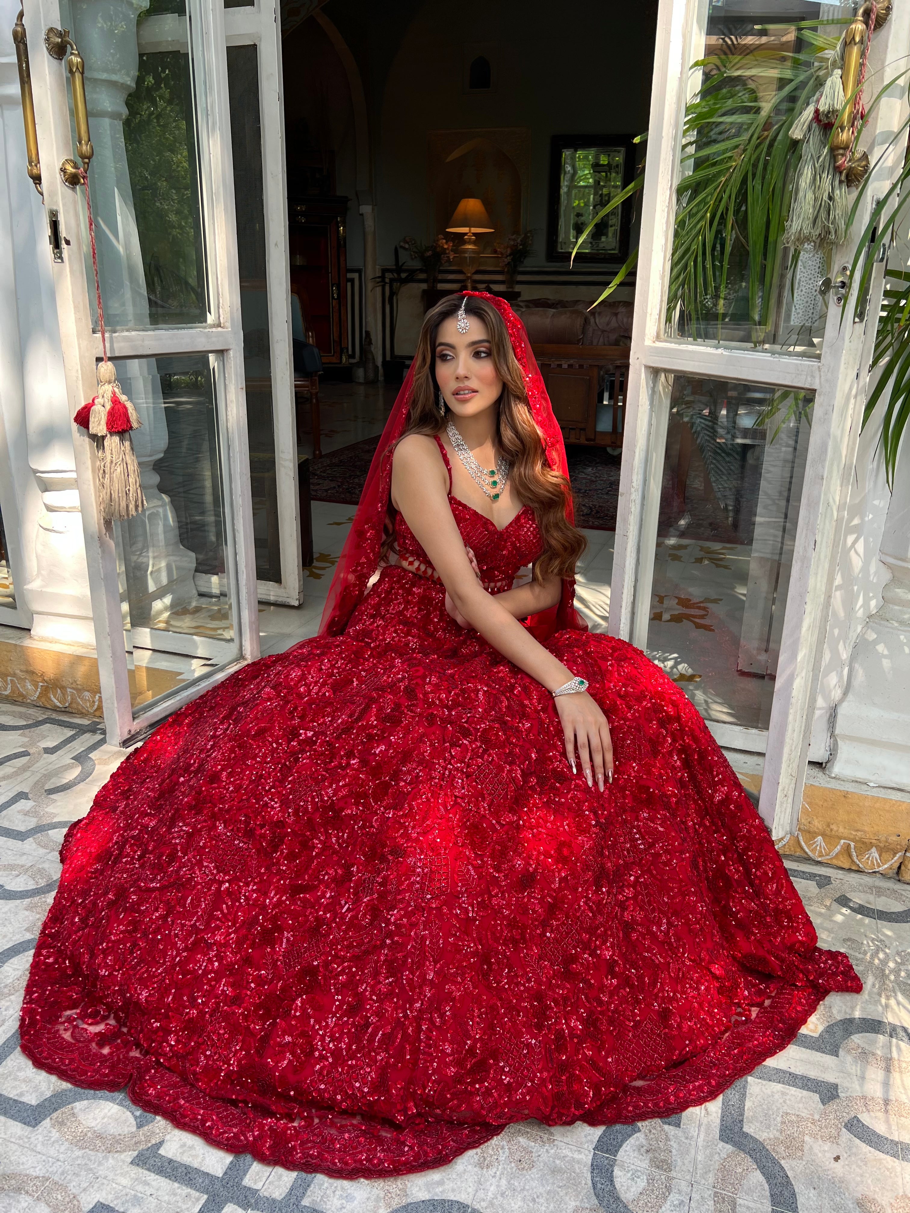 Show Stopper Red Handwork Lehenga