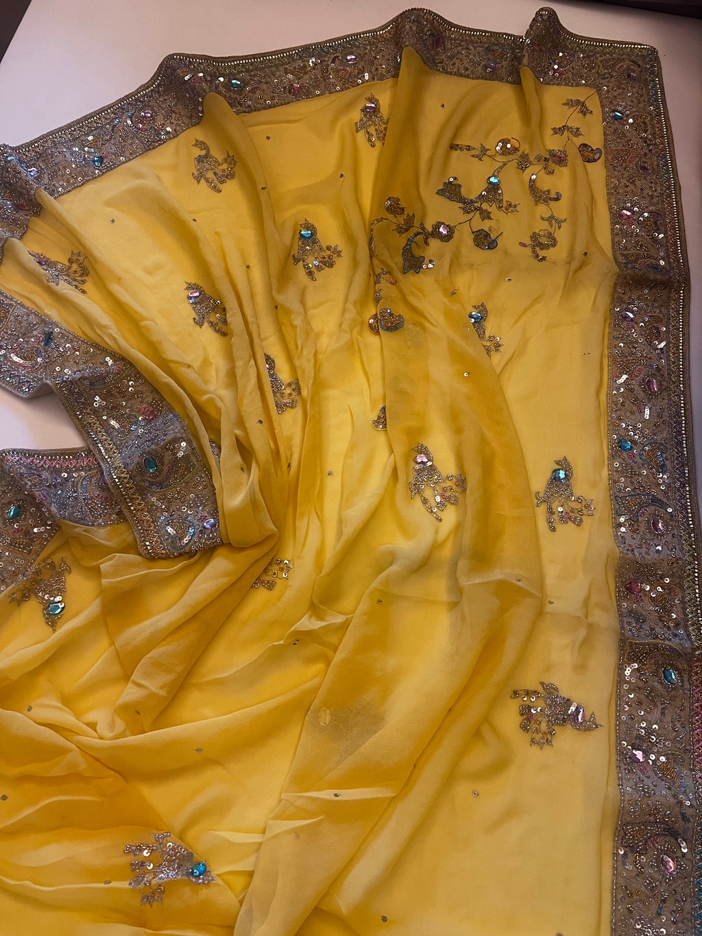 Haldi yellow pure georgette