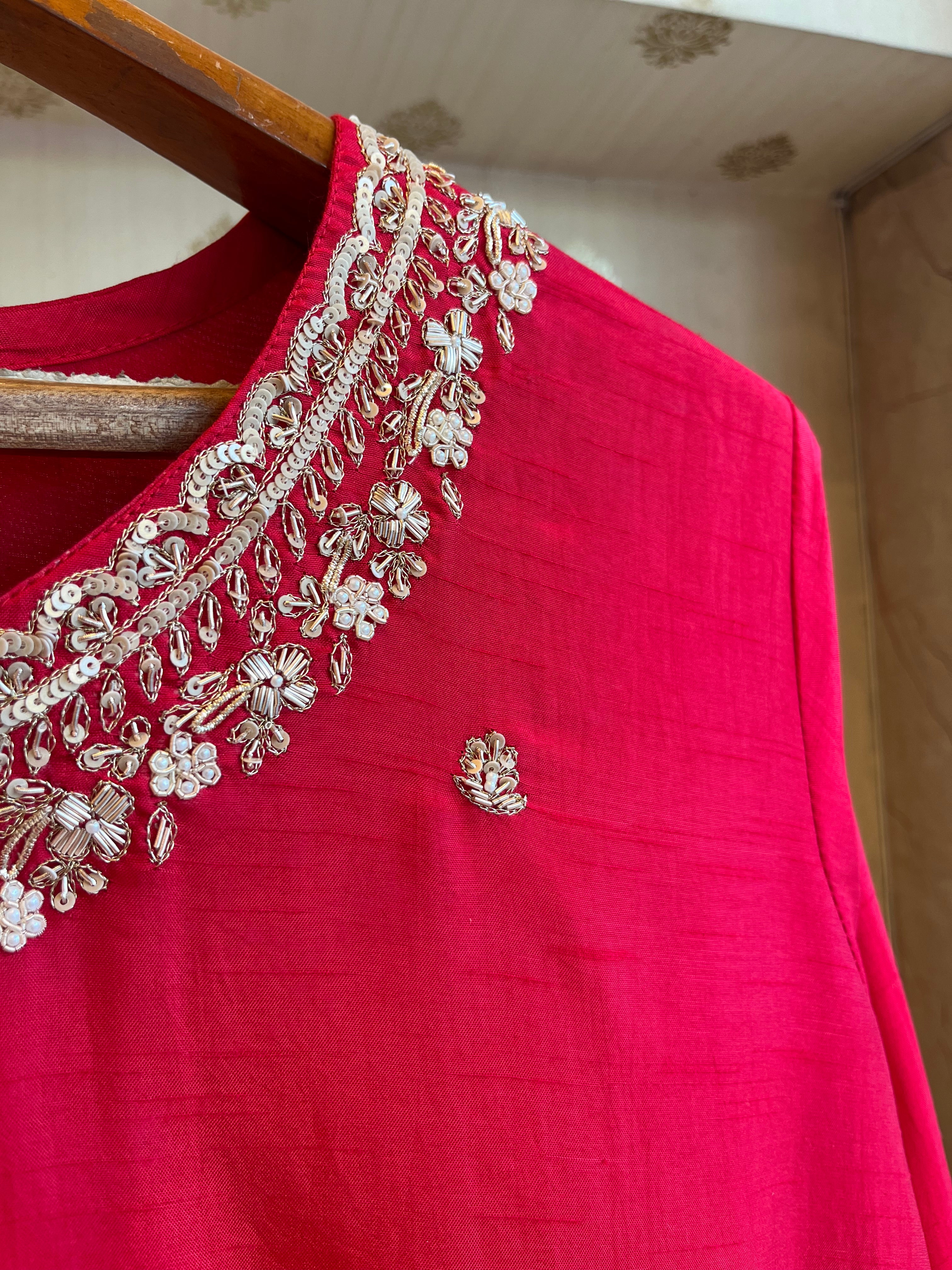 Magenta Pink Silk Suit