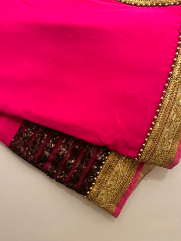 Hot pink Sequins Saree