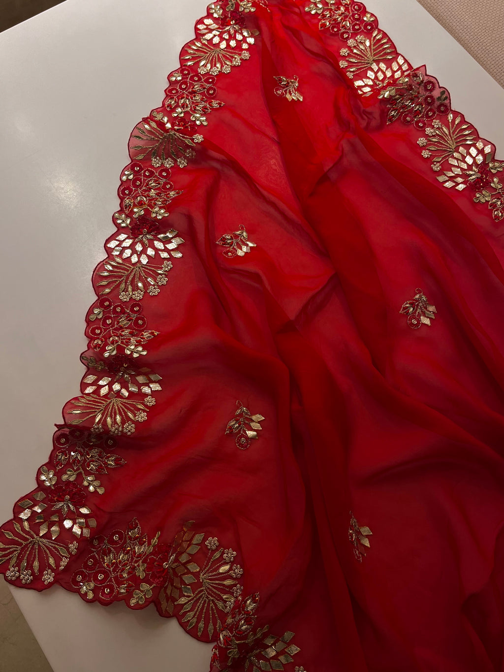 Kaccha Gotta Bridal red saree