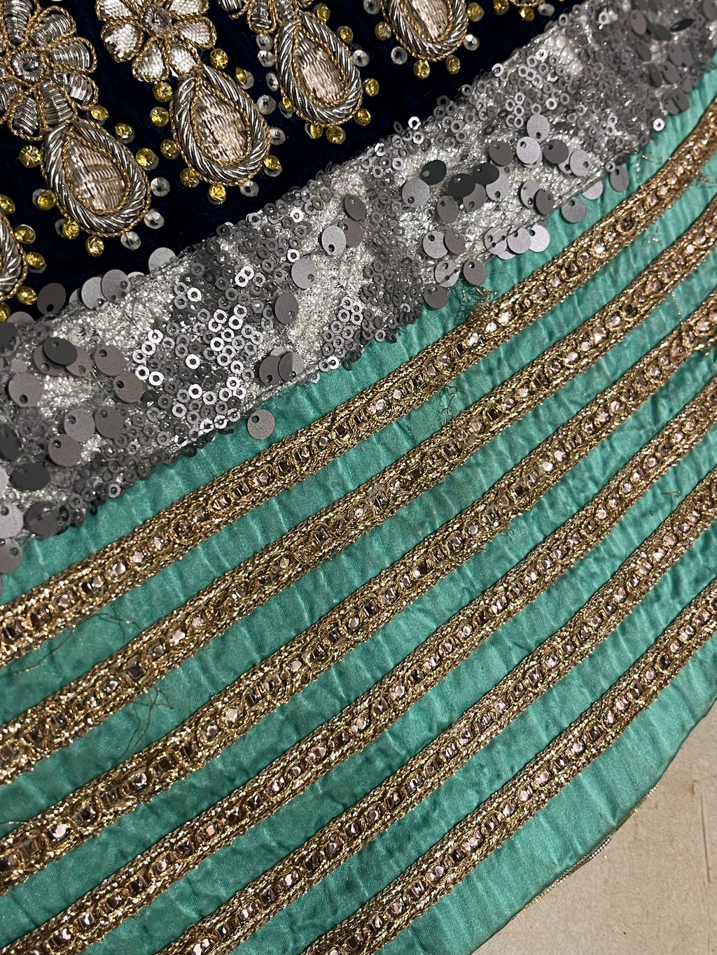 Aqua Blue Net lehenga set