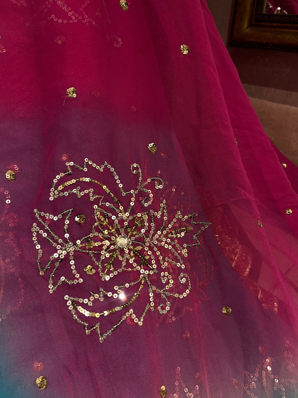 Firozi & Magenta Lehenga Set