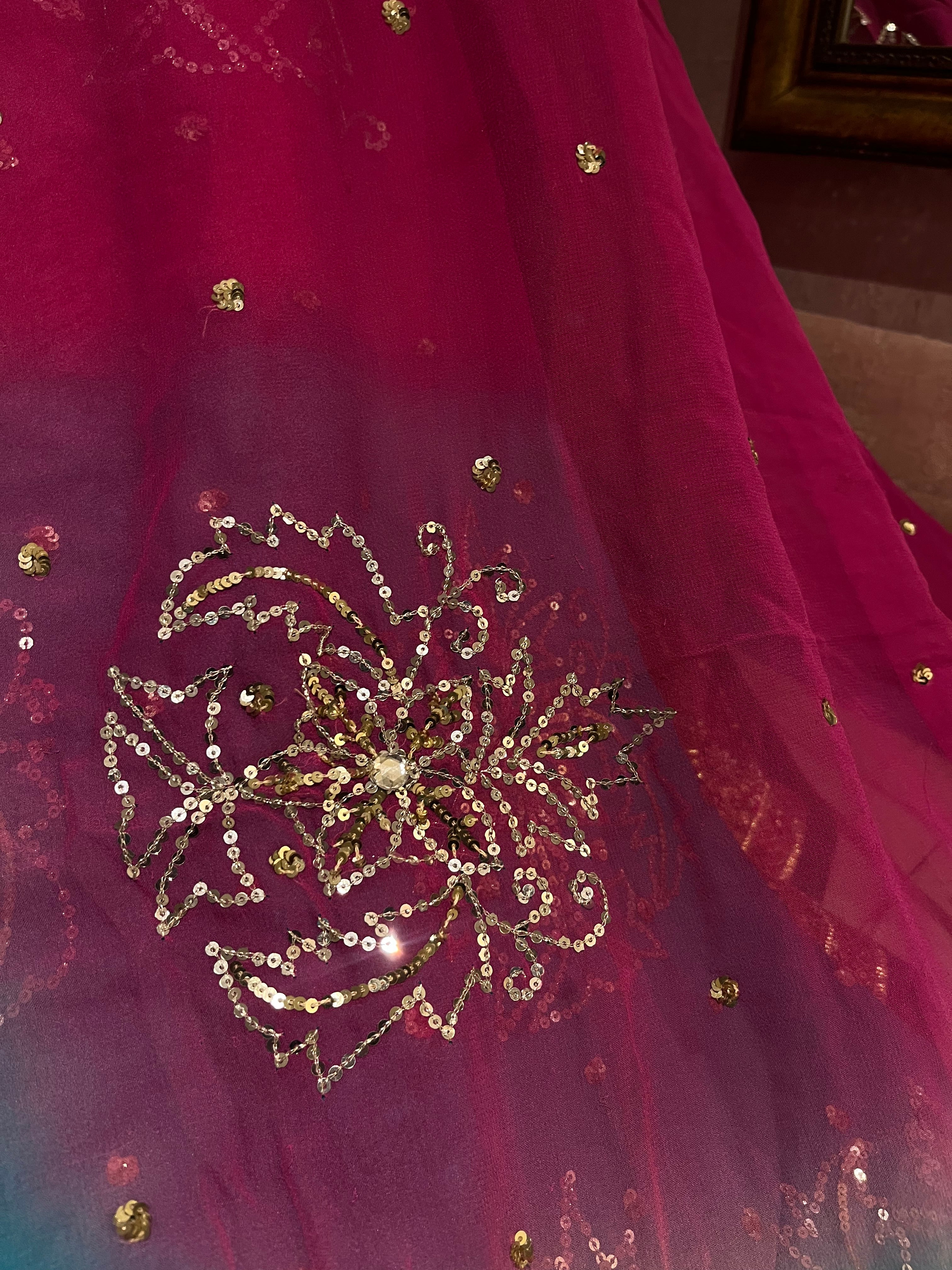Firozi & Magenta Lehenga Set