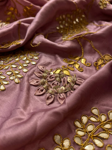 Mauve Pink Heavy Silk saree