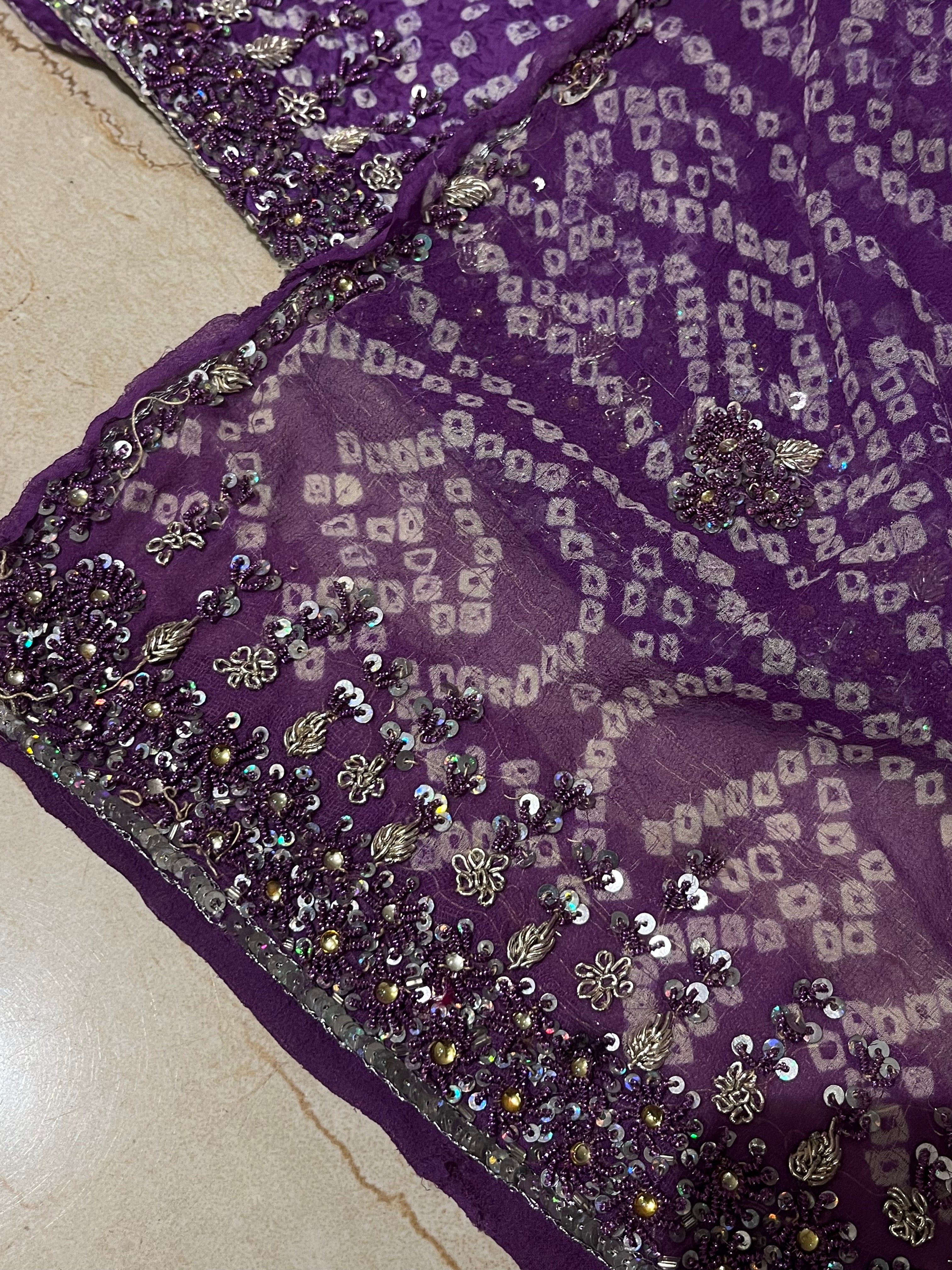 Beautiful Purple Bandej Lehenga Set