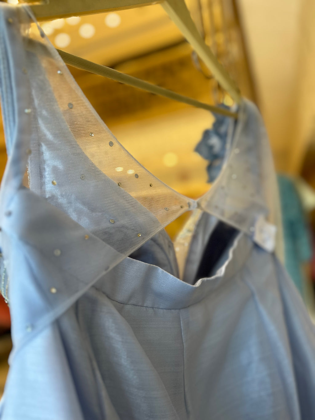 Frozen Ice Blue Organza lehenga