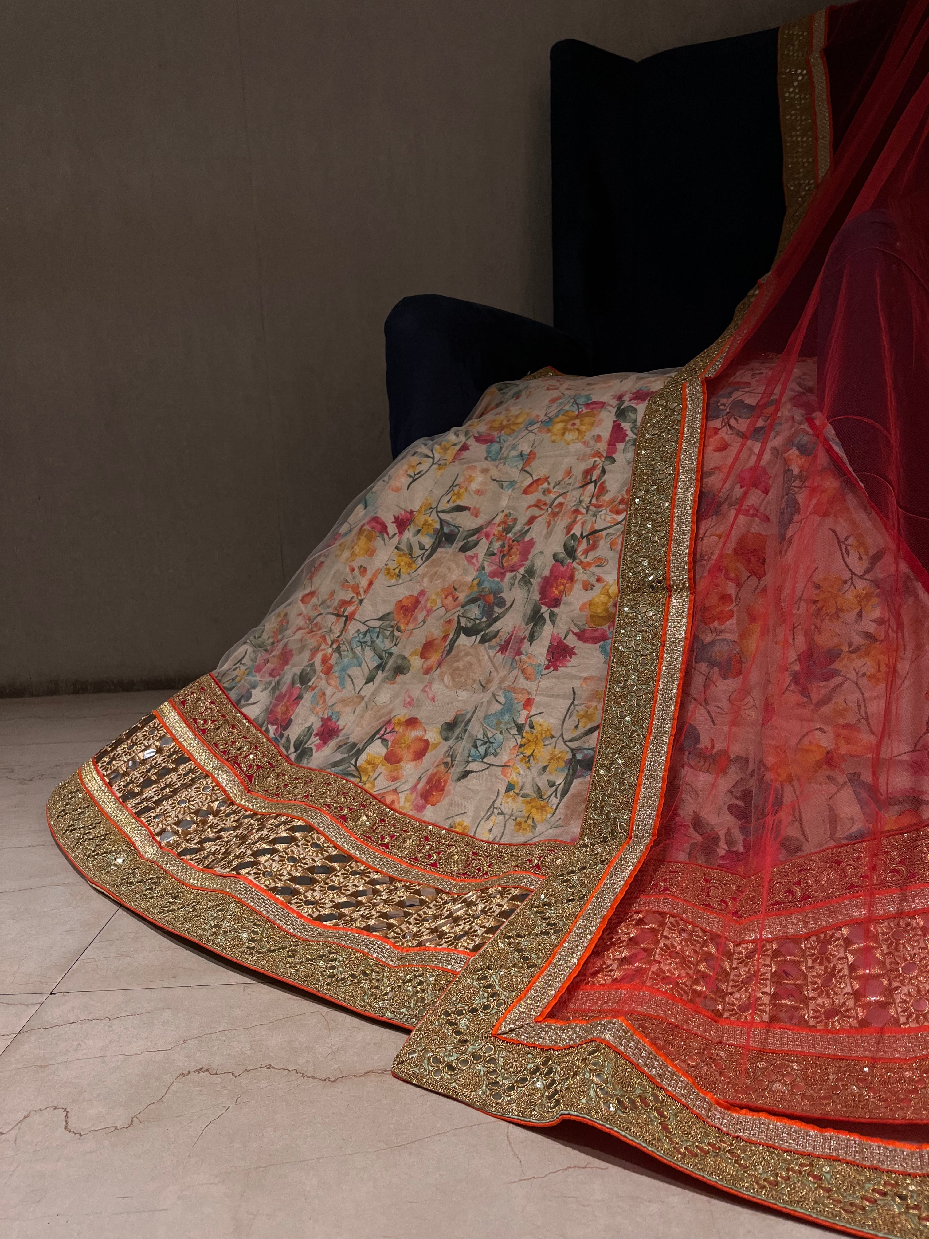 Printed Peach lehenga set