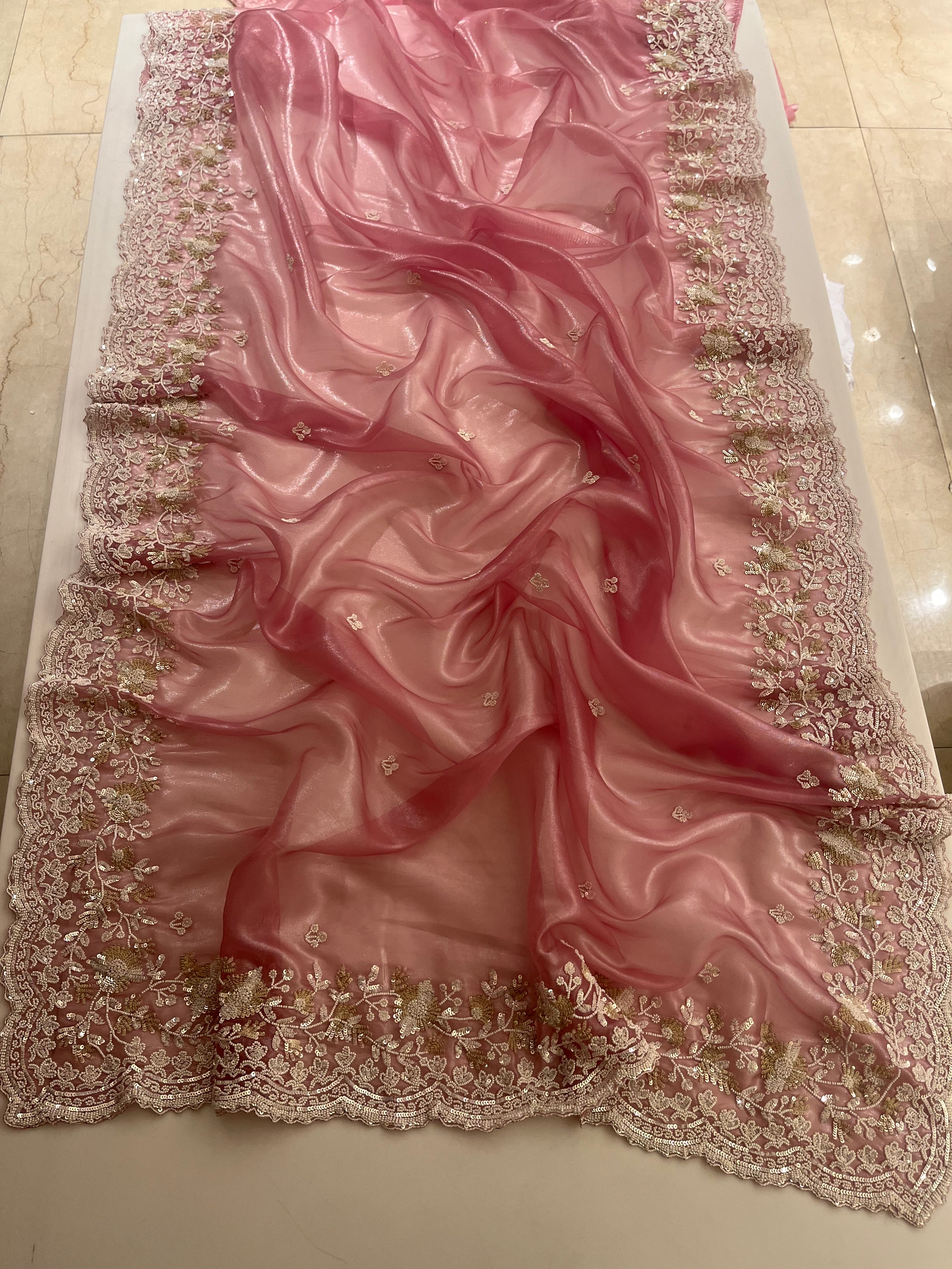 pear and sequins evening saree