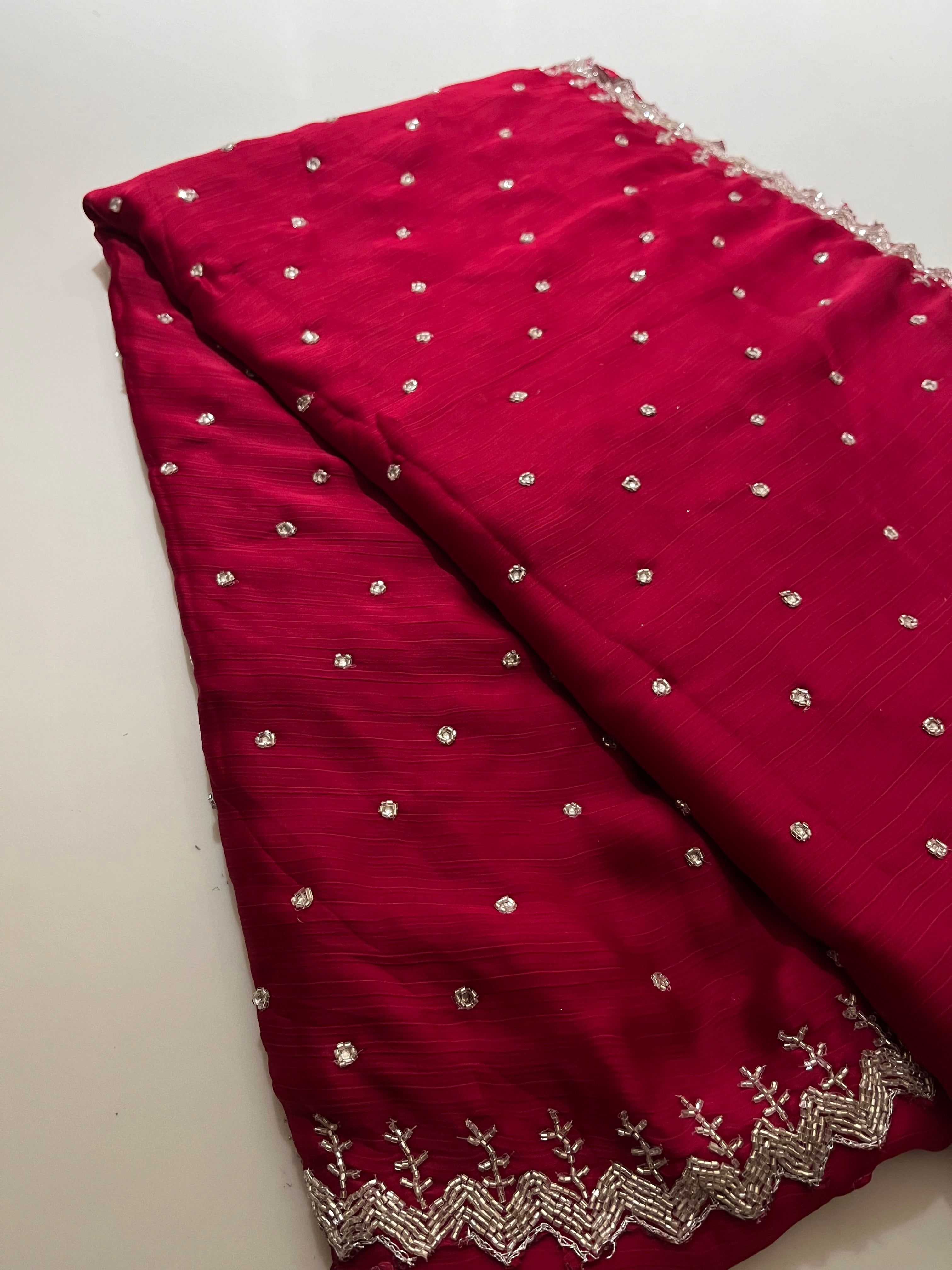 Rose Pink crystal Saree