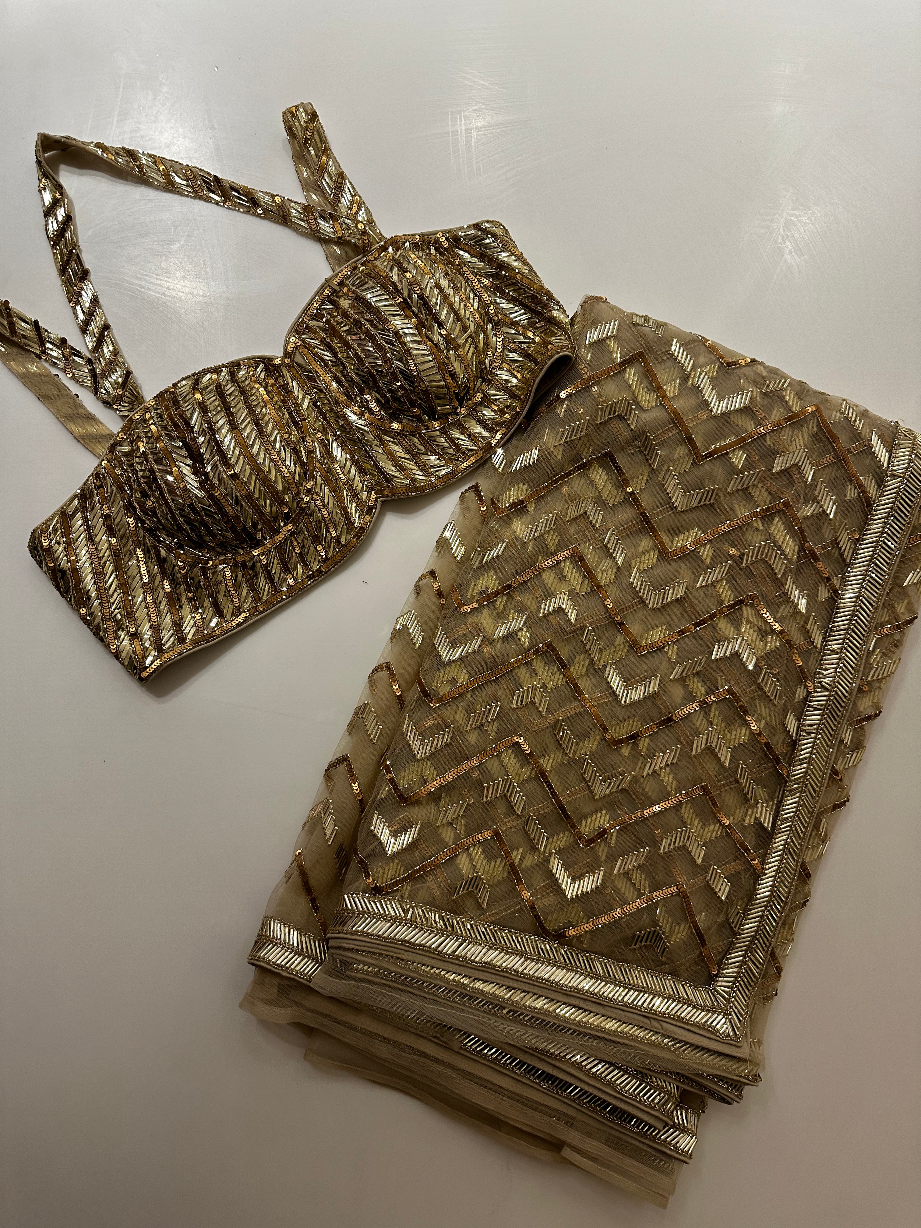 Cleopatra Gold Saree