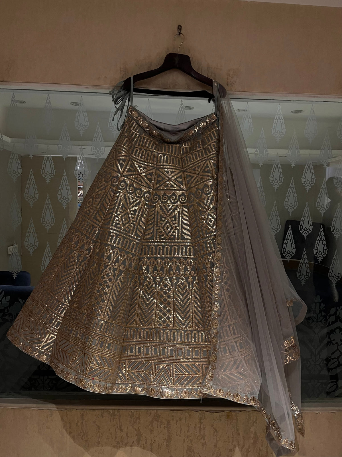 Marble Grey organza lehenga set