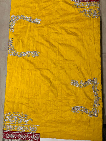 Mango Yellow Raw Silk Lehenga Set