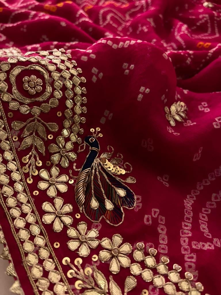 Bandhani Pure georgette saree