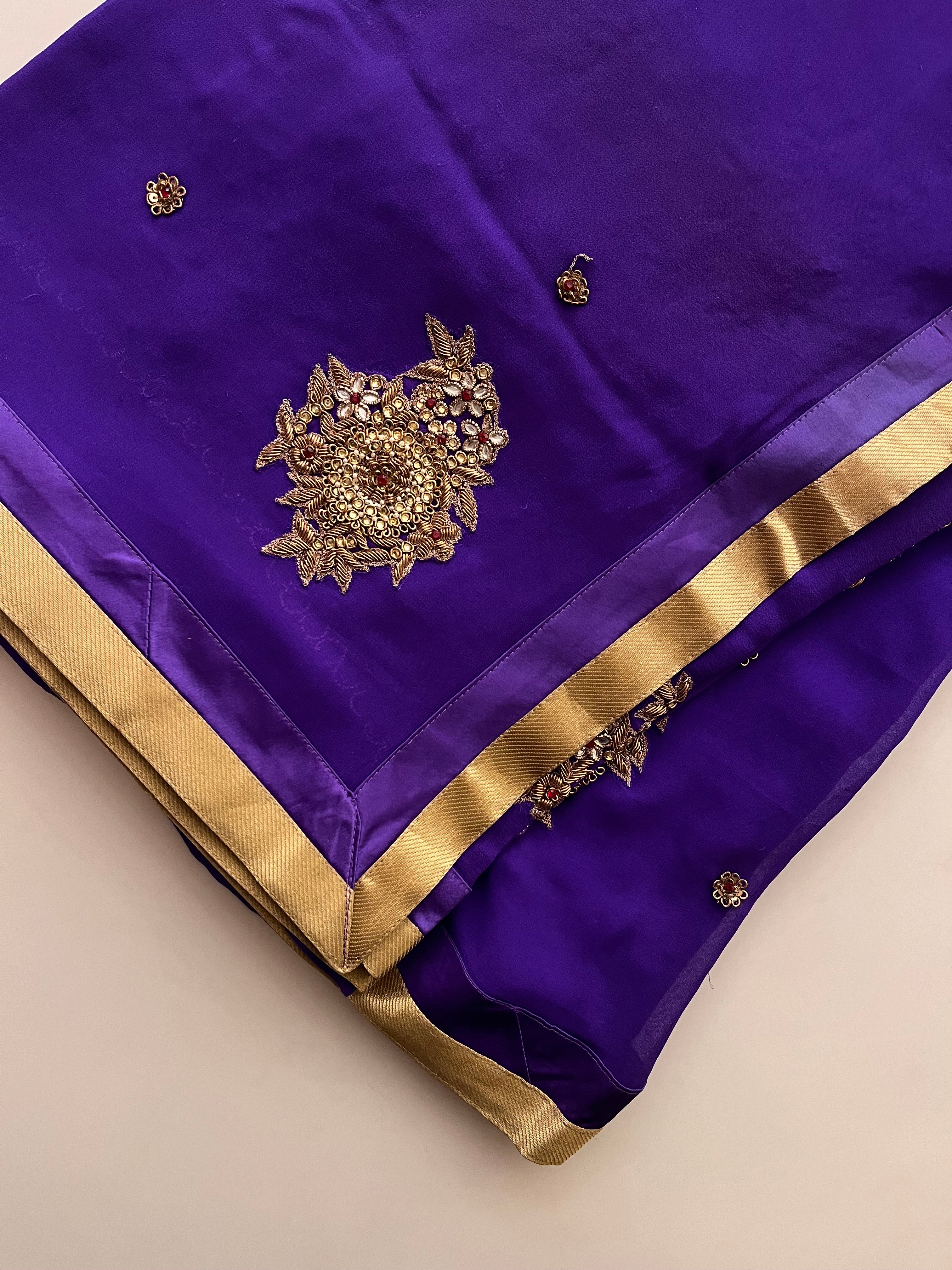 Royal Violet Pure georgette saree