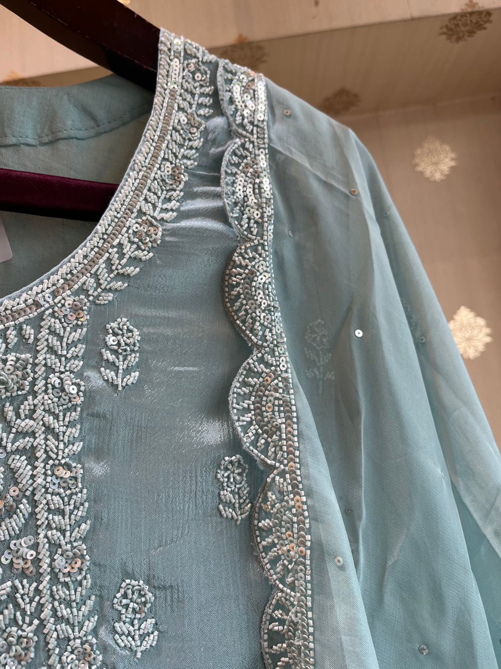 Vintage Blue Plazo Suit Set