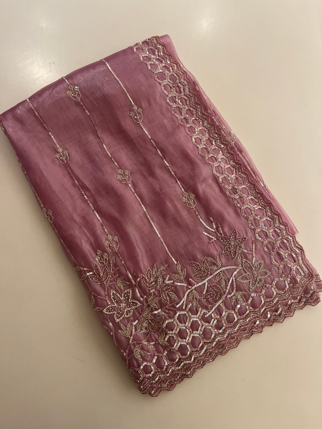 Glossy Pink Evening Saree