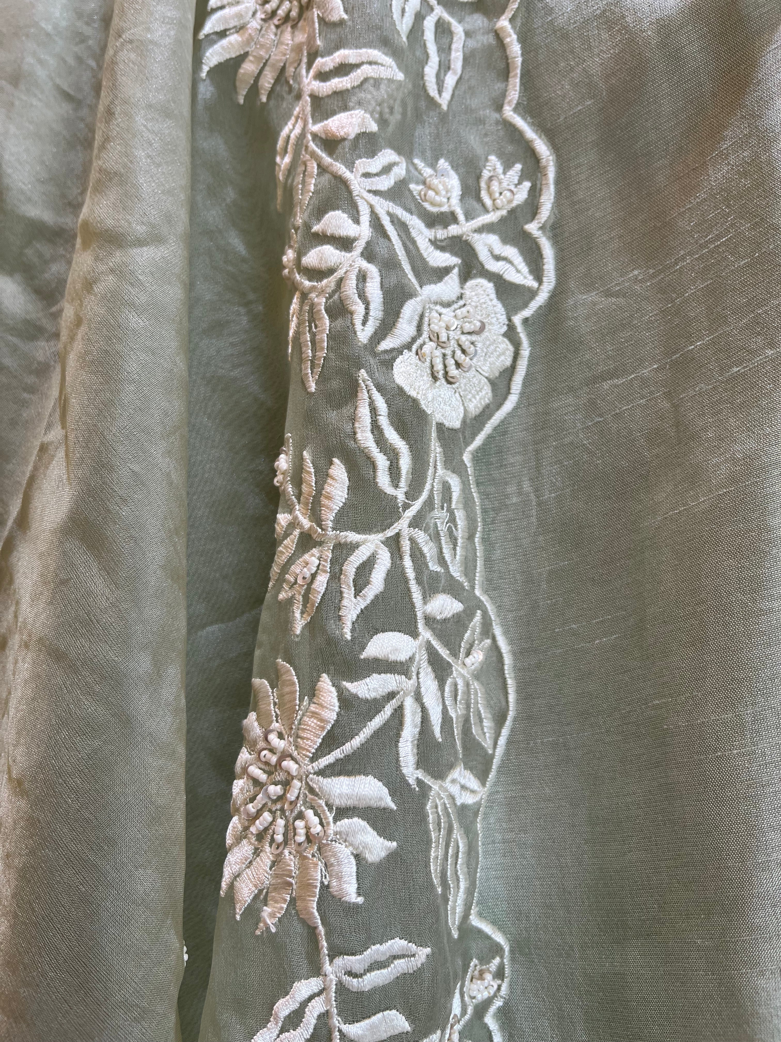 Elaichi Green Silk Straight Suit Set
