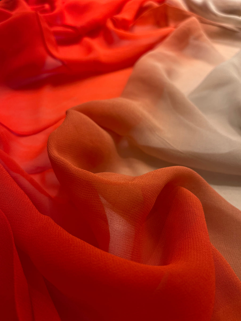 sunset ombré satin crape saree