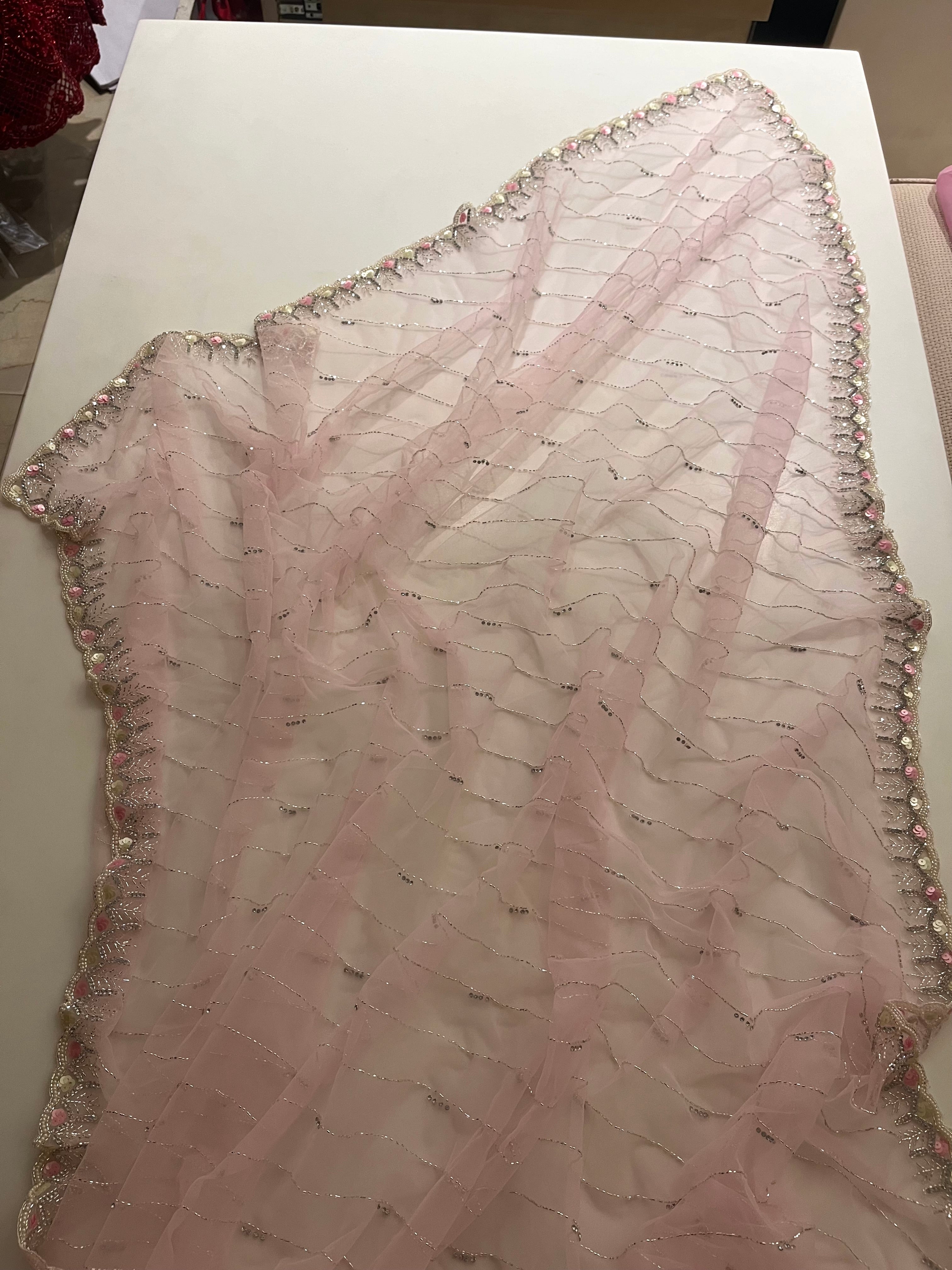 Beautiful Pink Net Saree