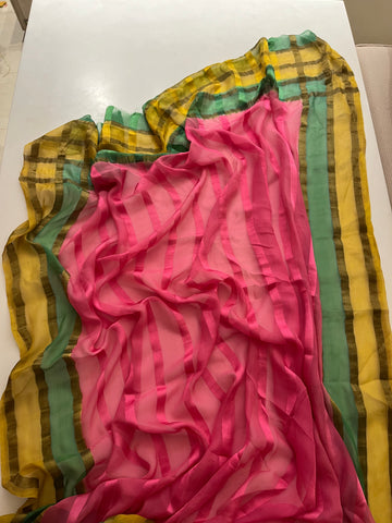 multicoloured Pure chiffon saree