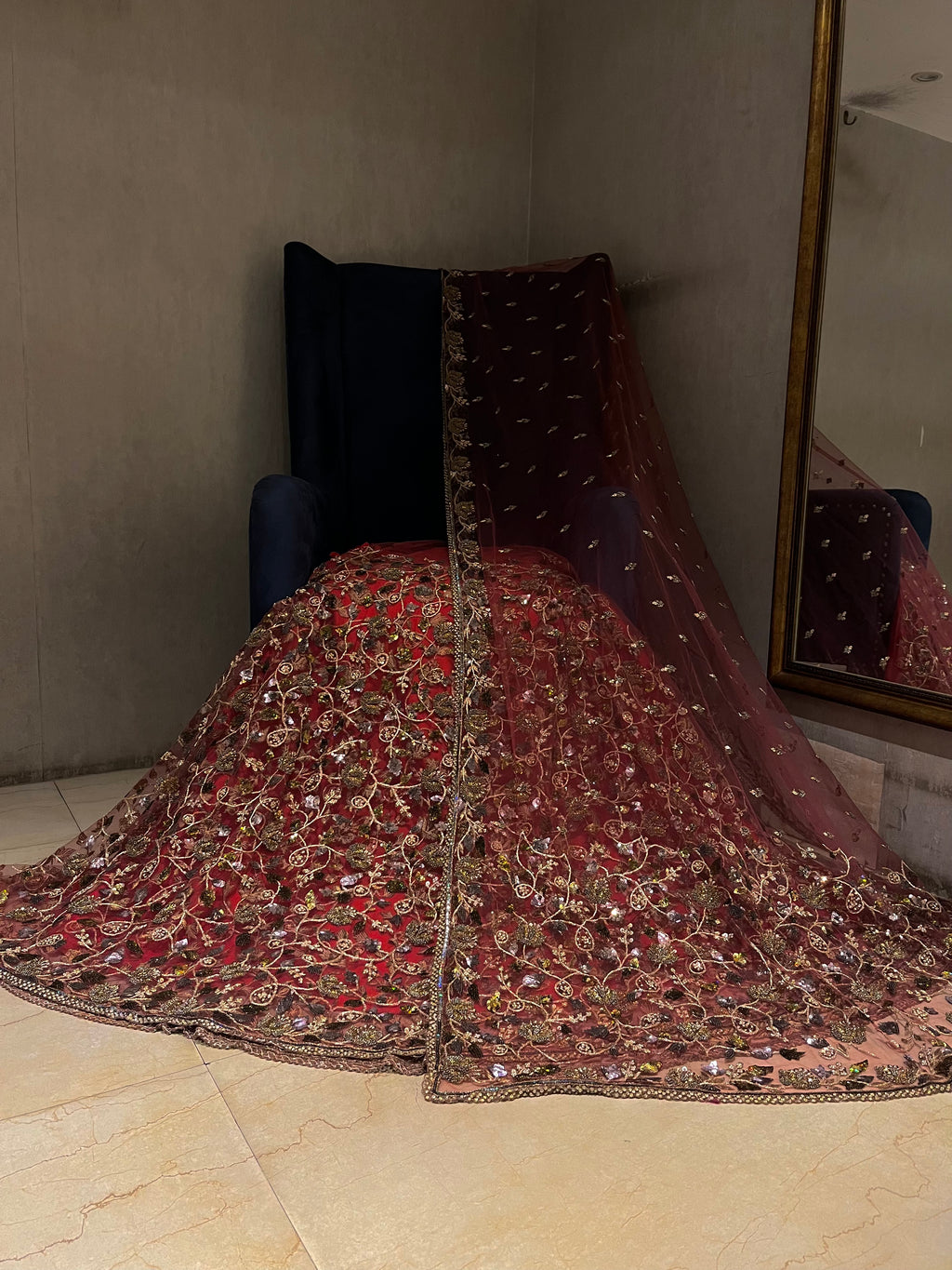 Mauve Flora Net lehenga set