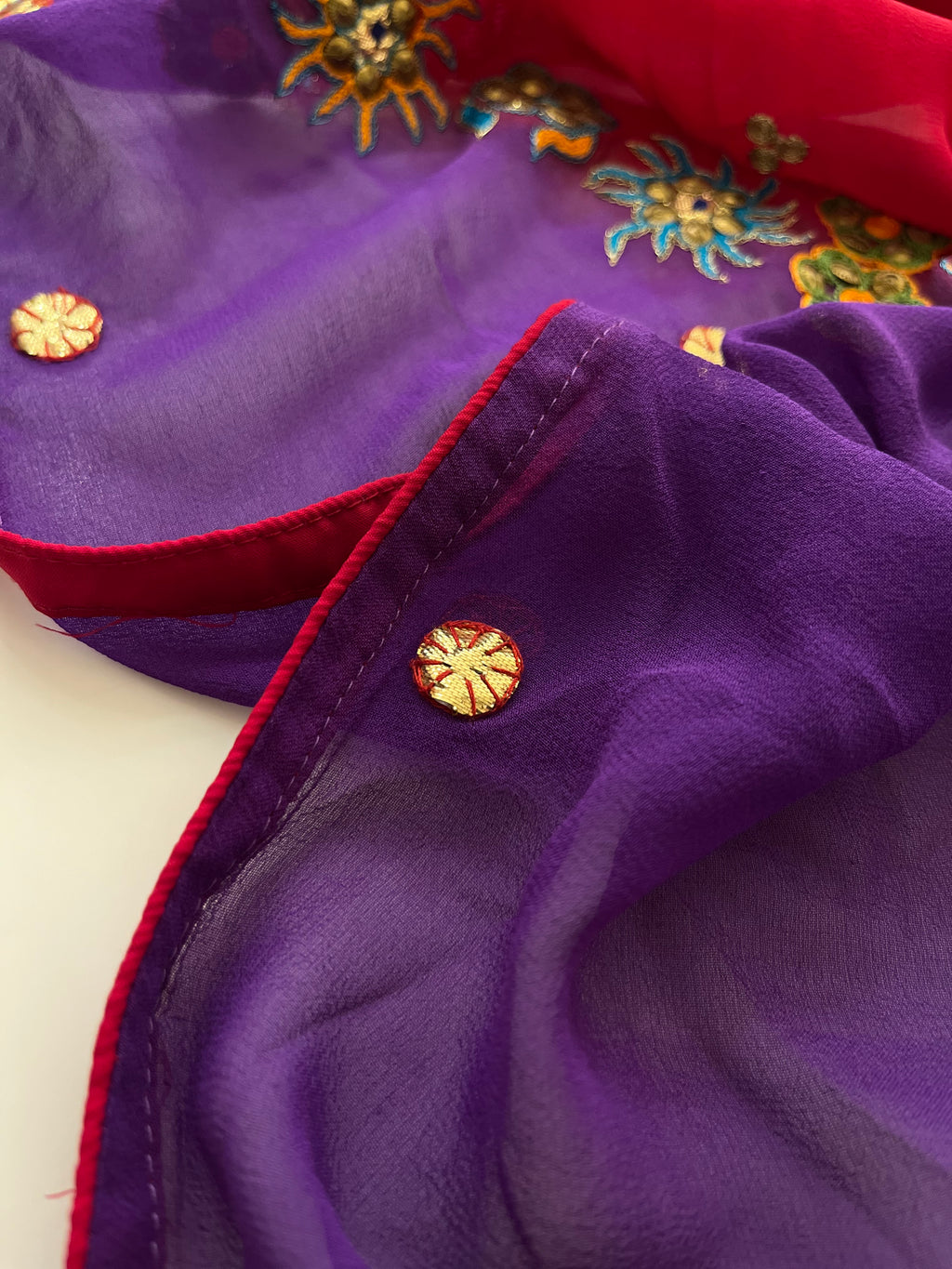 Violet & Red Georgette saree