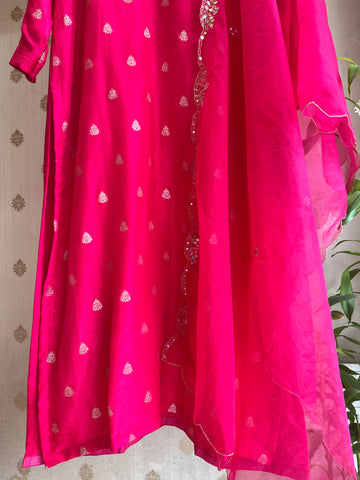 Raani Pink Chanderi Silk Suit set