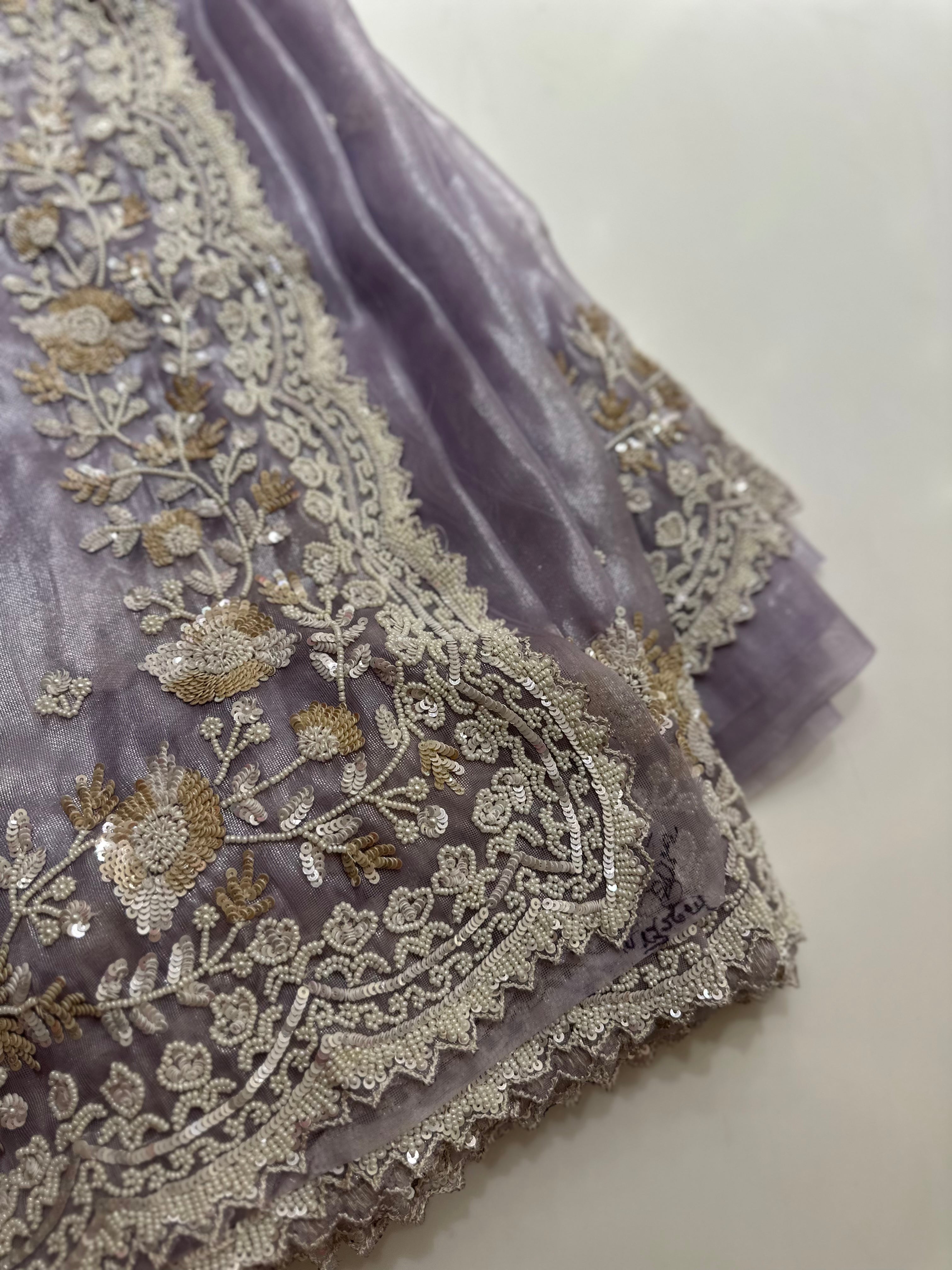 Mauve Tissue Handwork saree