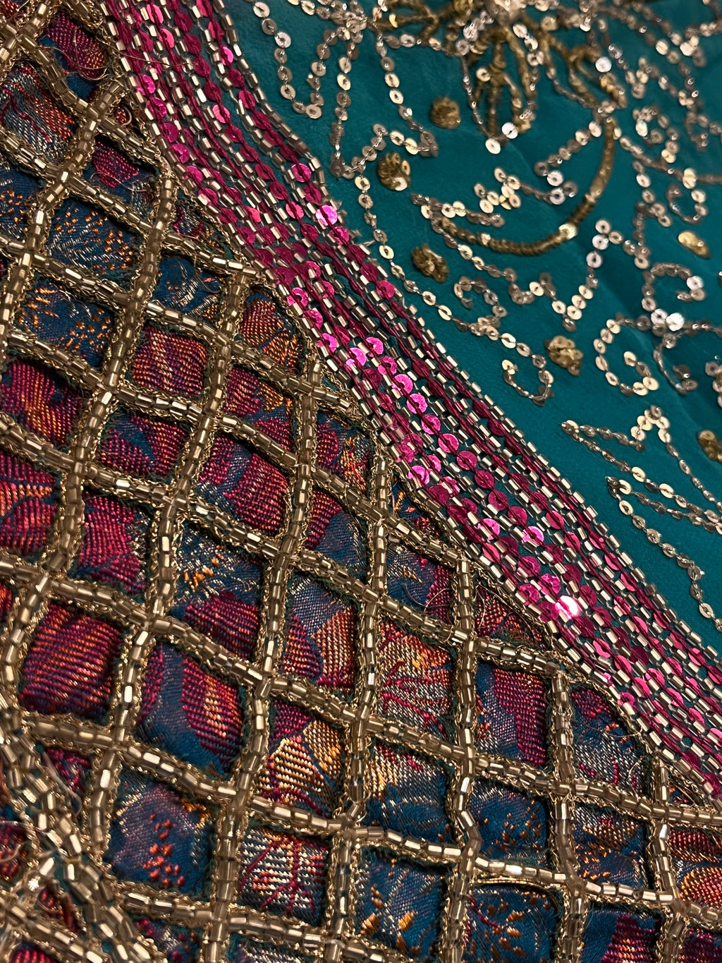 Firozi & Magenta Lehenga Set