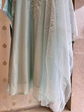 Pastel Blue Staright Suit Set