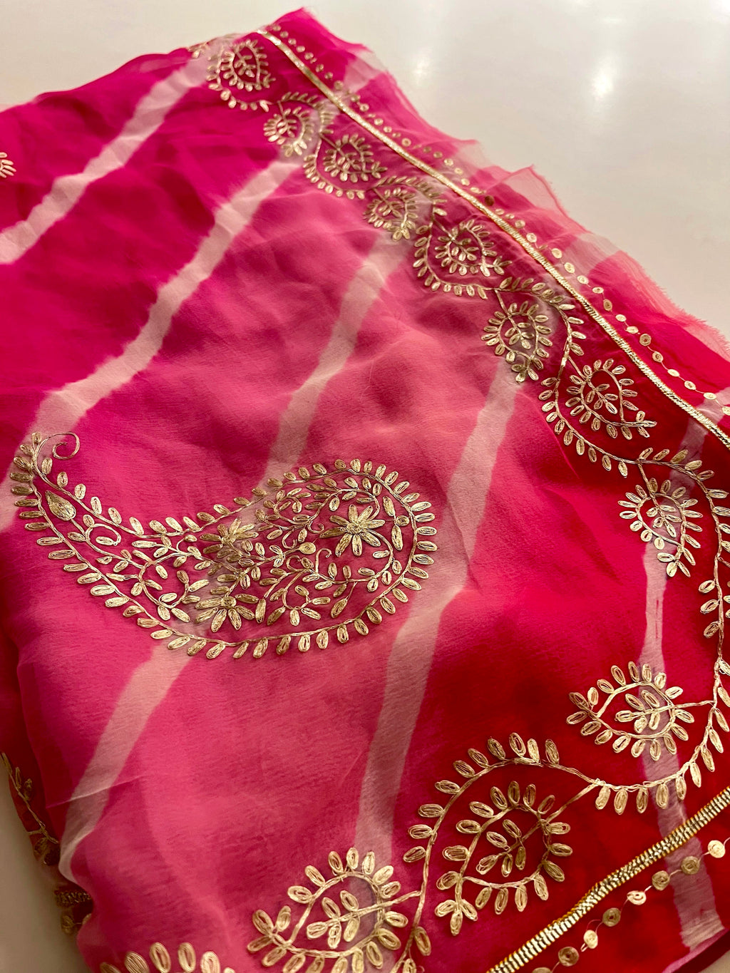 Lehriya handwork saree