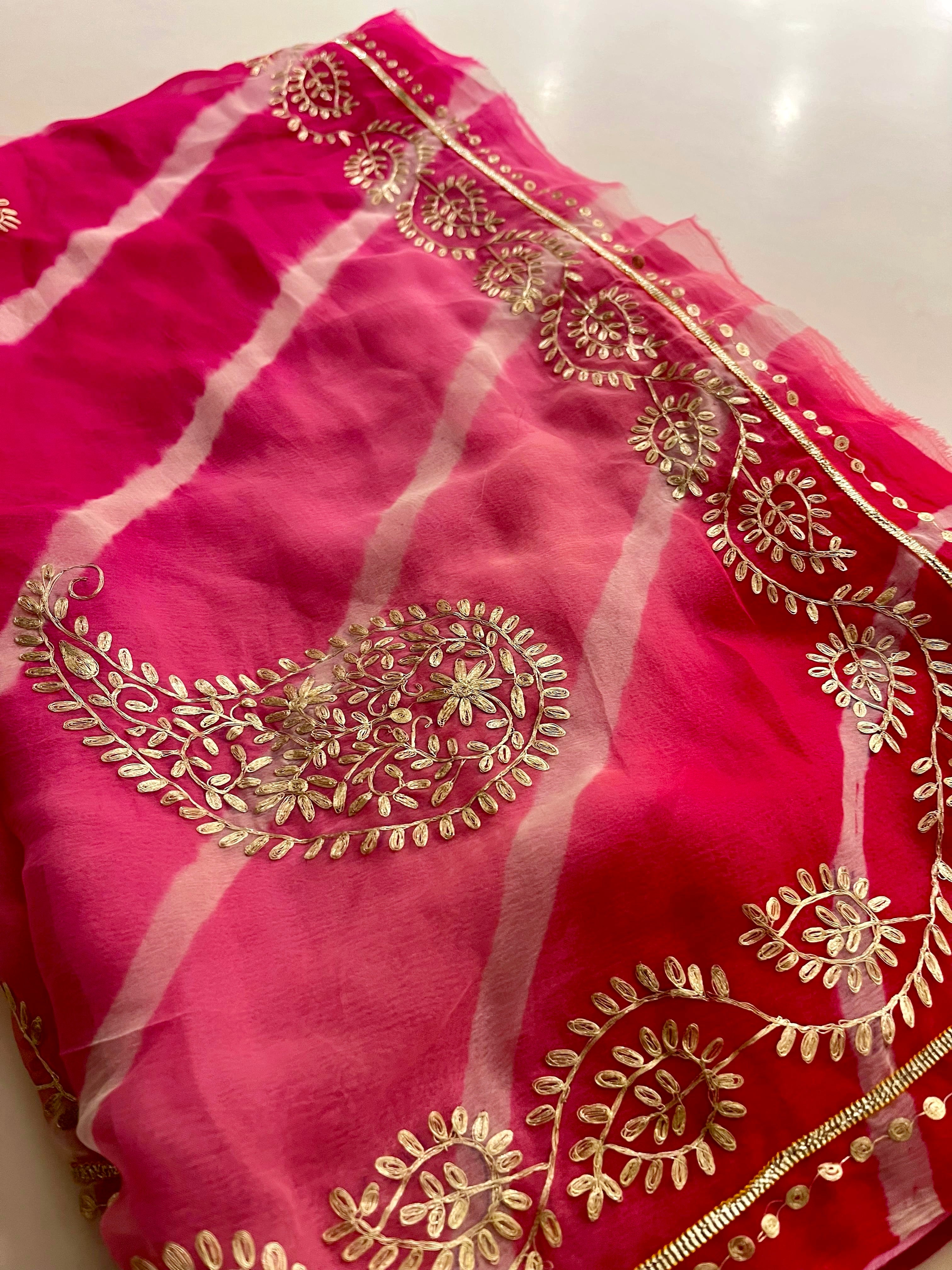 Lehriya handwork saree