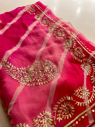 Lehriya handwork saree