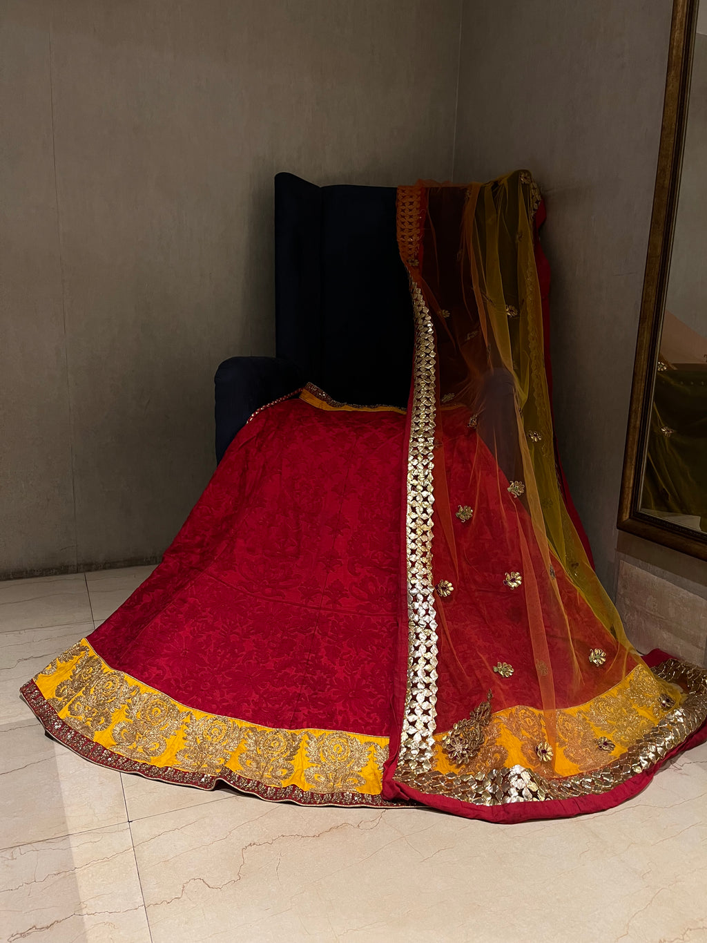 Red on Red Resham Lehenga Set