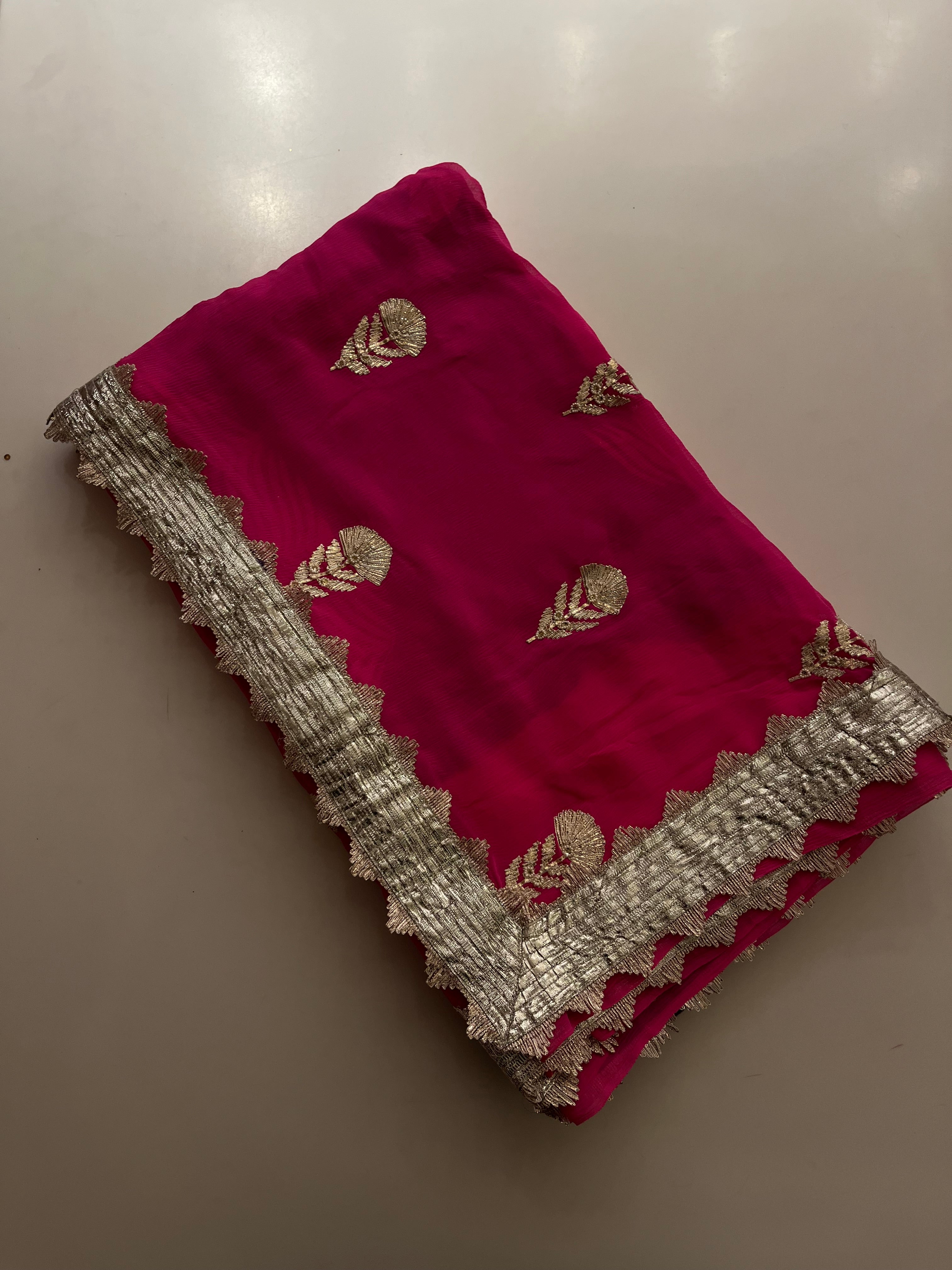 Hot Pink Georgette Saree