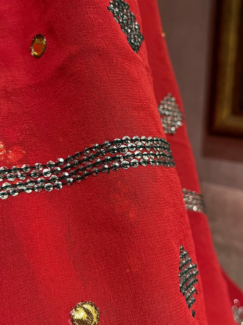 Georgette and Brocade Lehenga Set