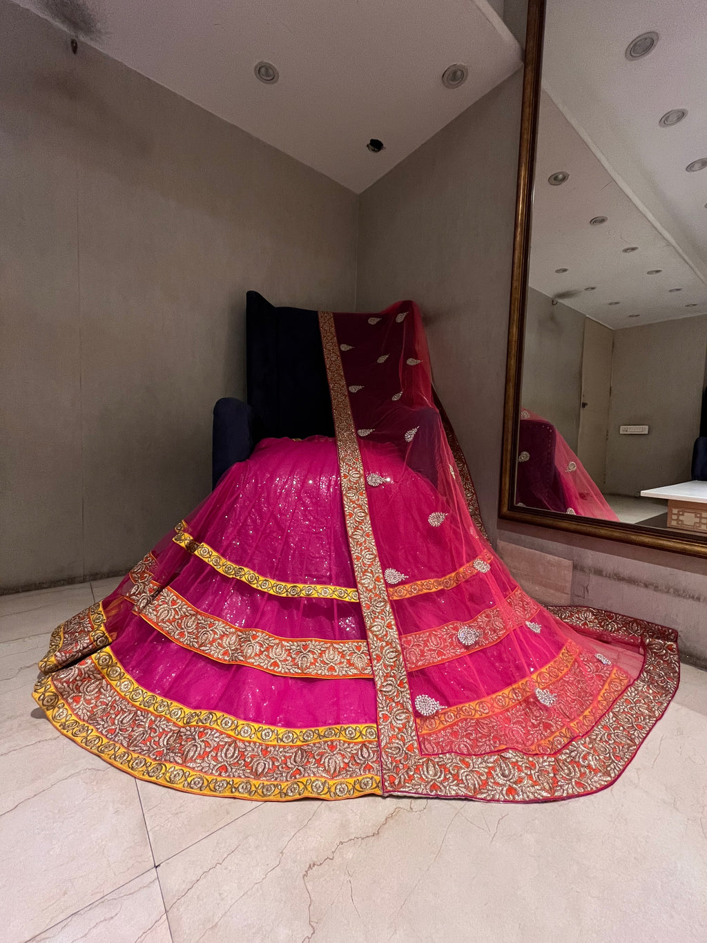Raani Pink sequins lehenga set