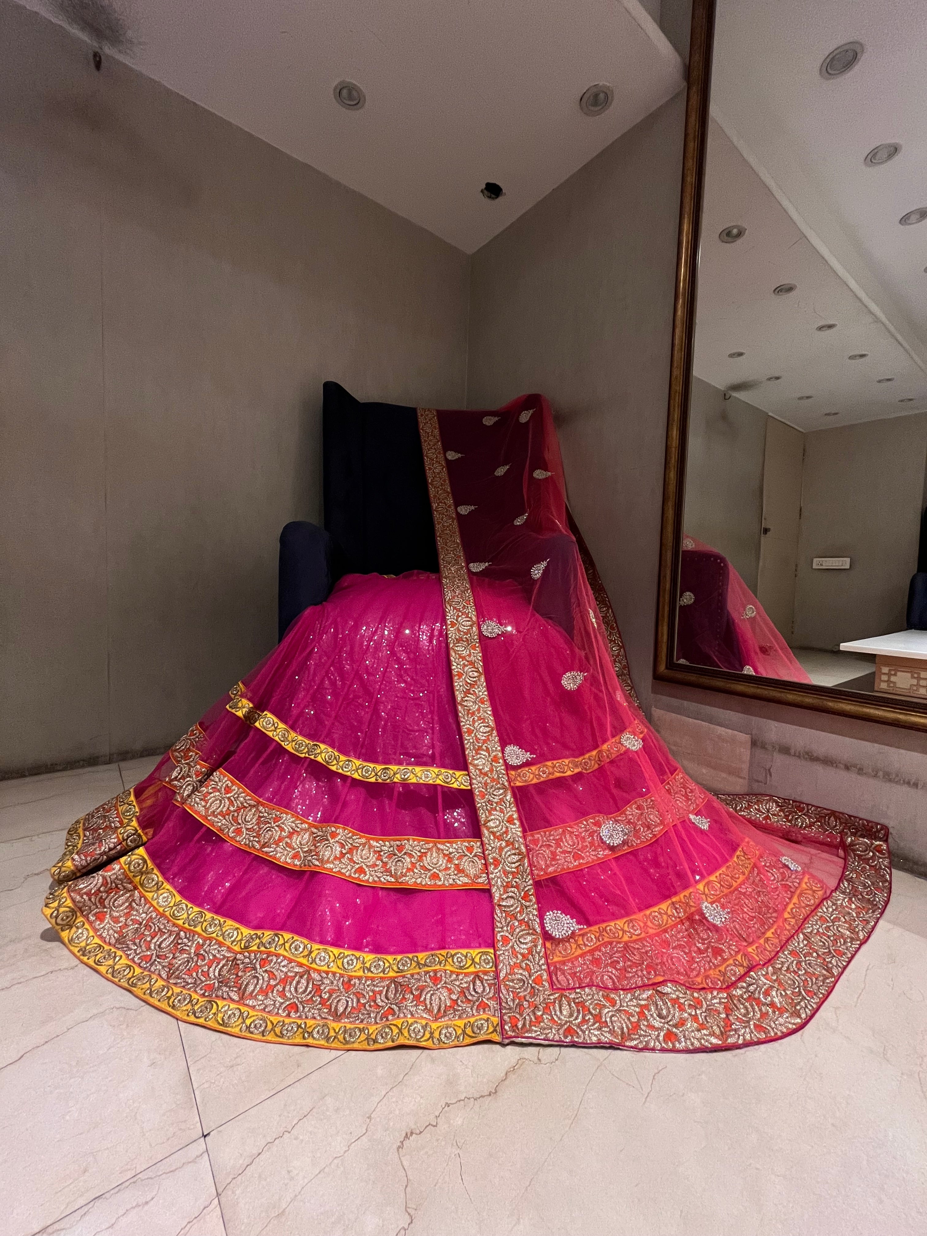 Raani Pink sequins lehenga set