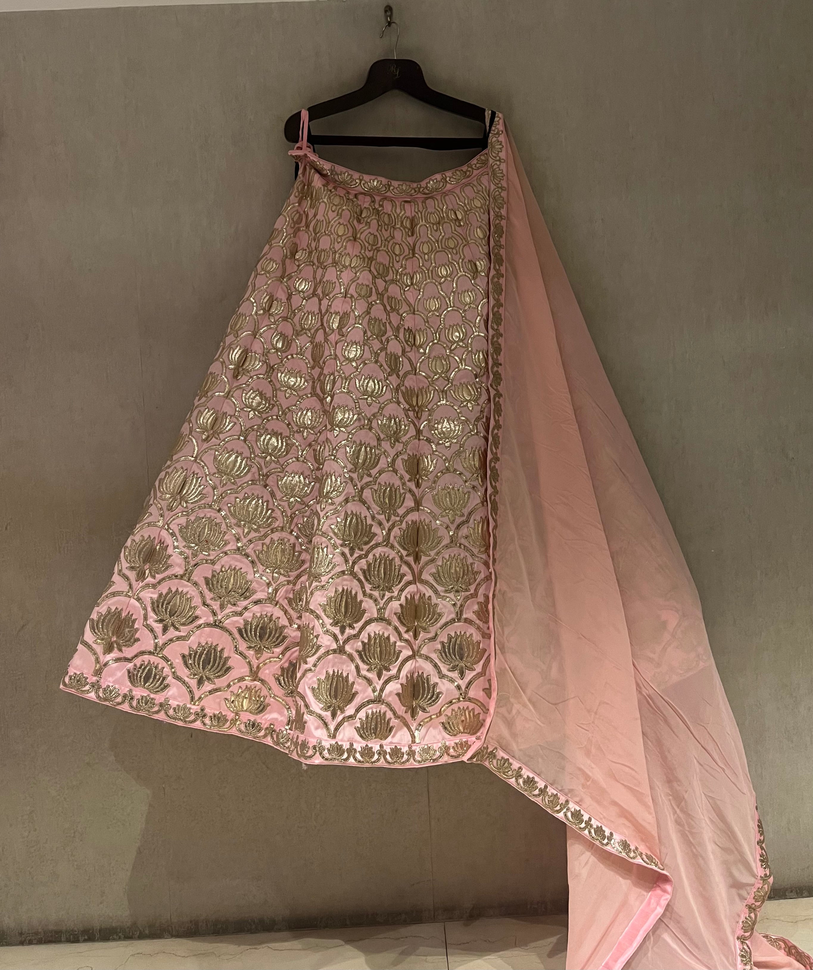 Pastel Pink Lotus Lehenga Set