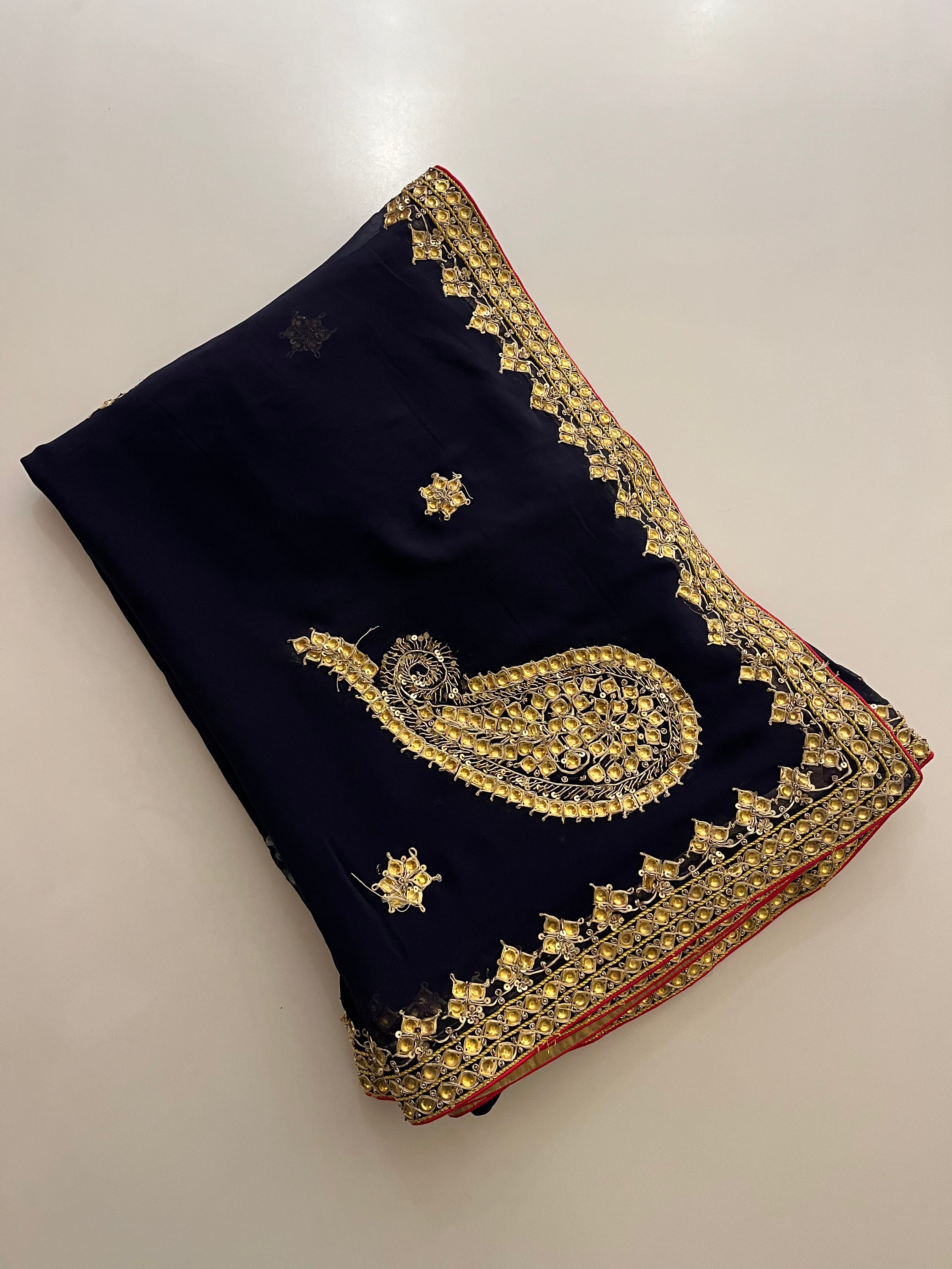 Dark Navy Georgette Saree