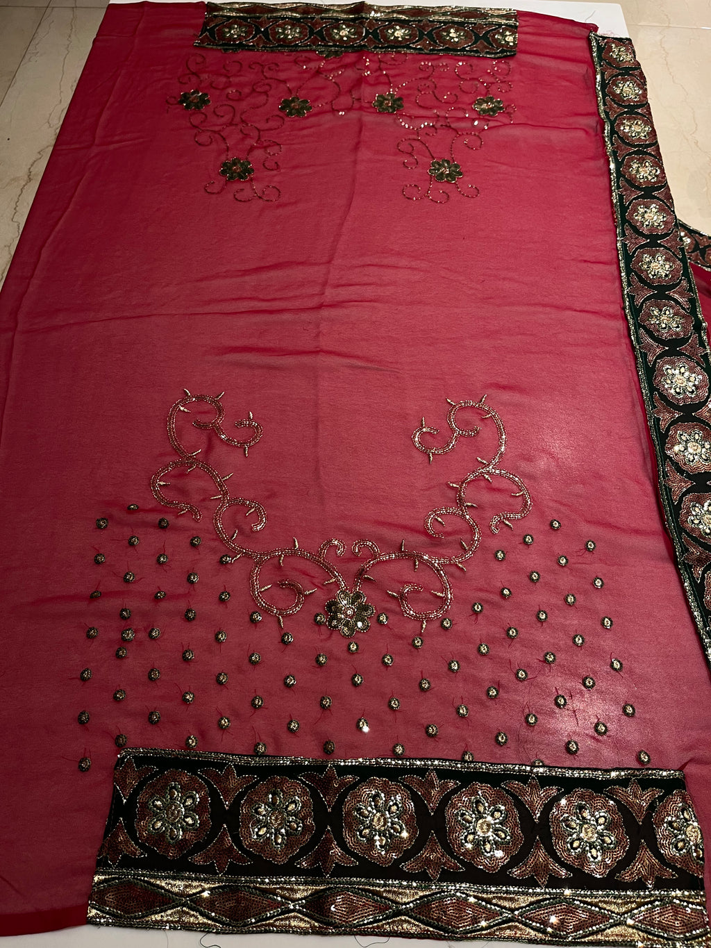 Deep Red Sequins Lehenga Set