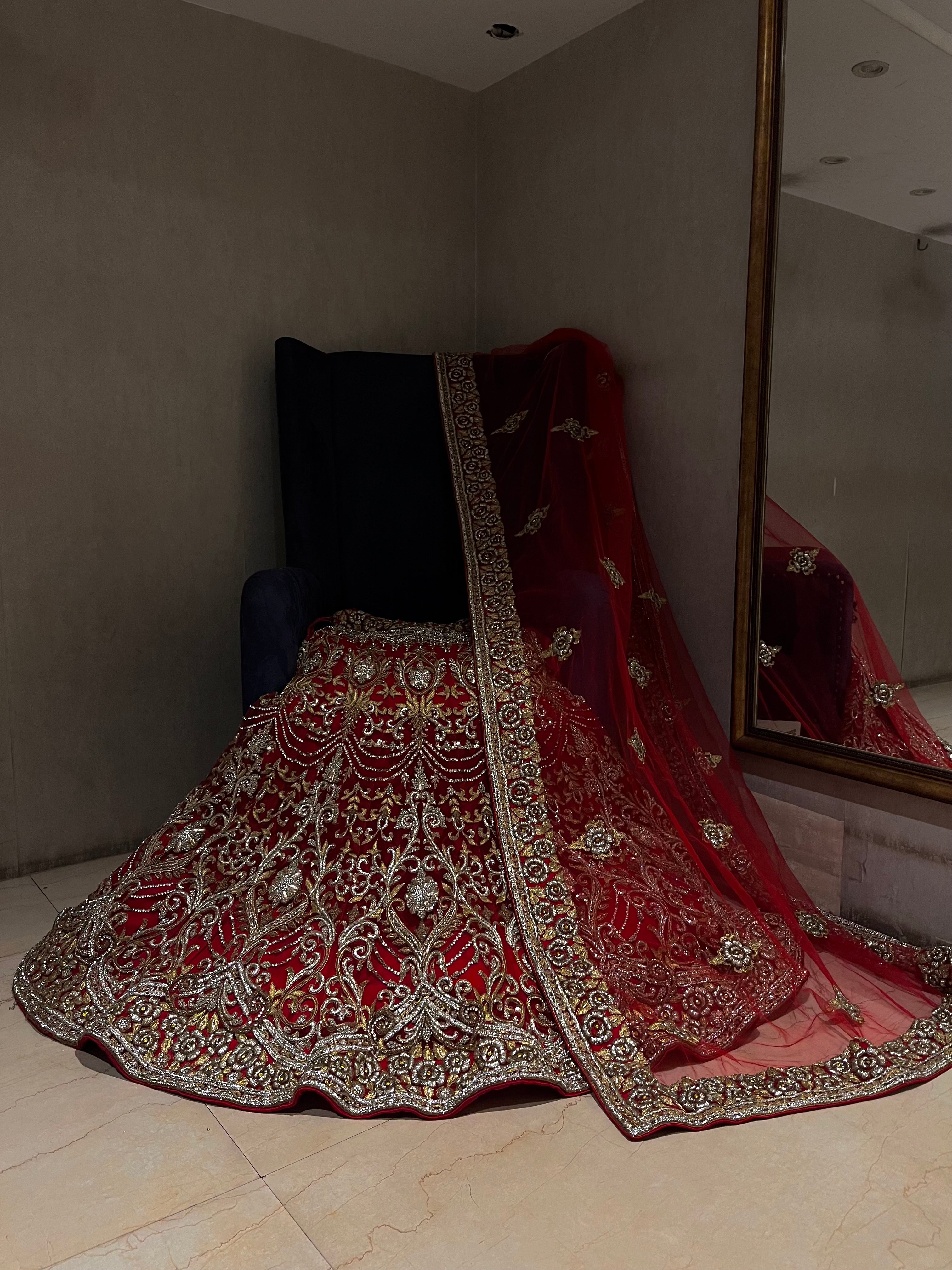 Heavy Bridal Deep Red lehenga Set