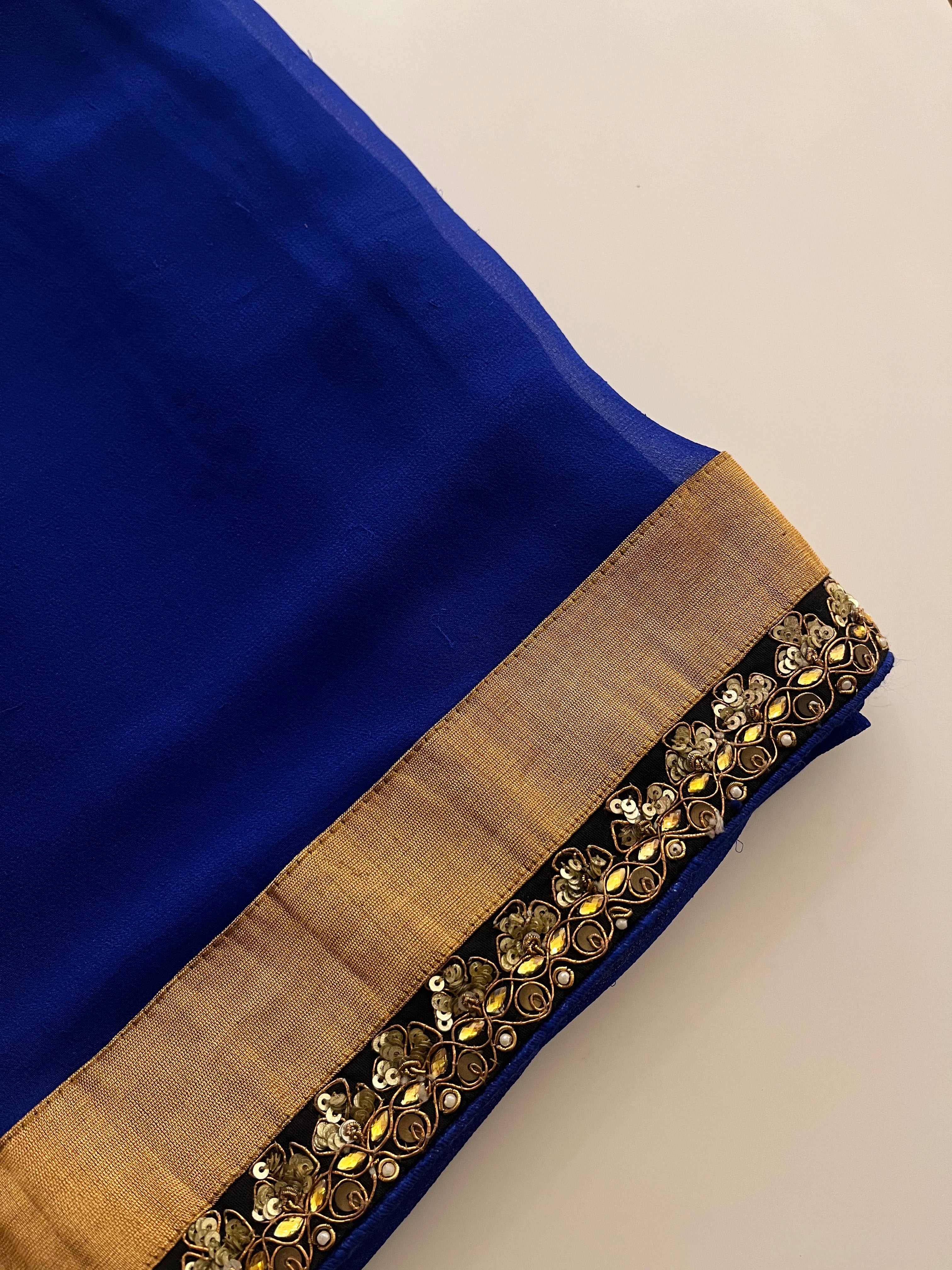 Royal Blue Pure Georgette Saree