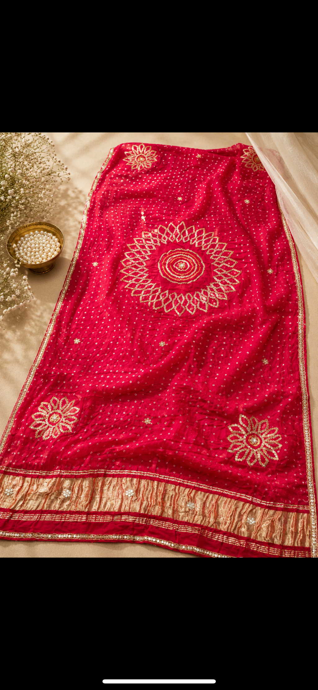 Bhandej gajji silk dupattas with handwork