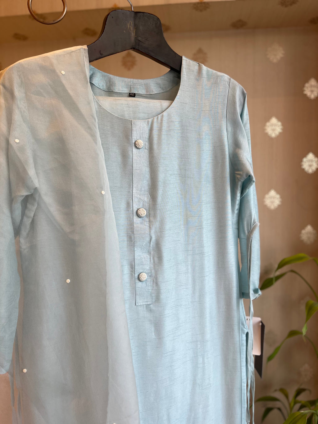 Sky Blue Silk Suit