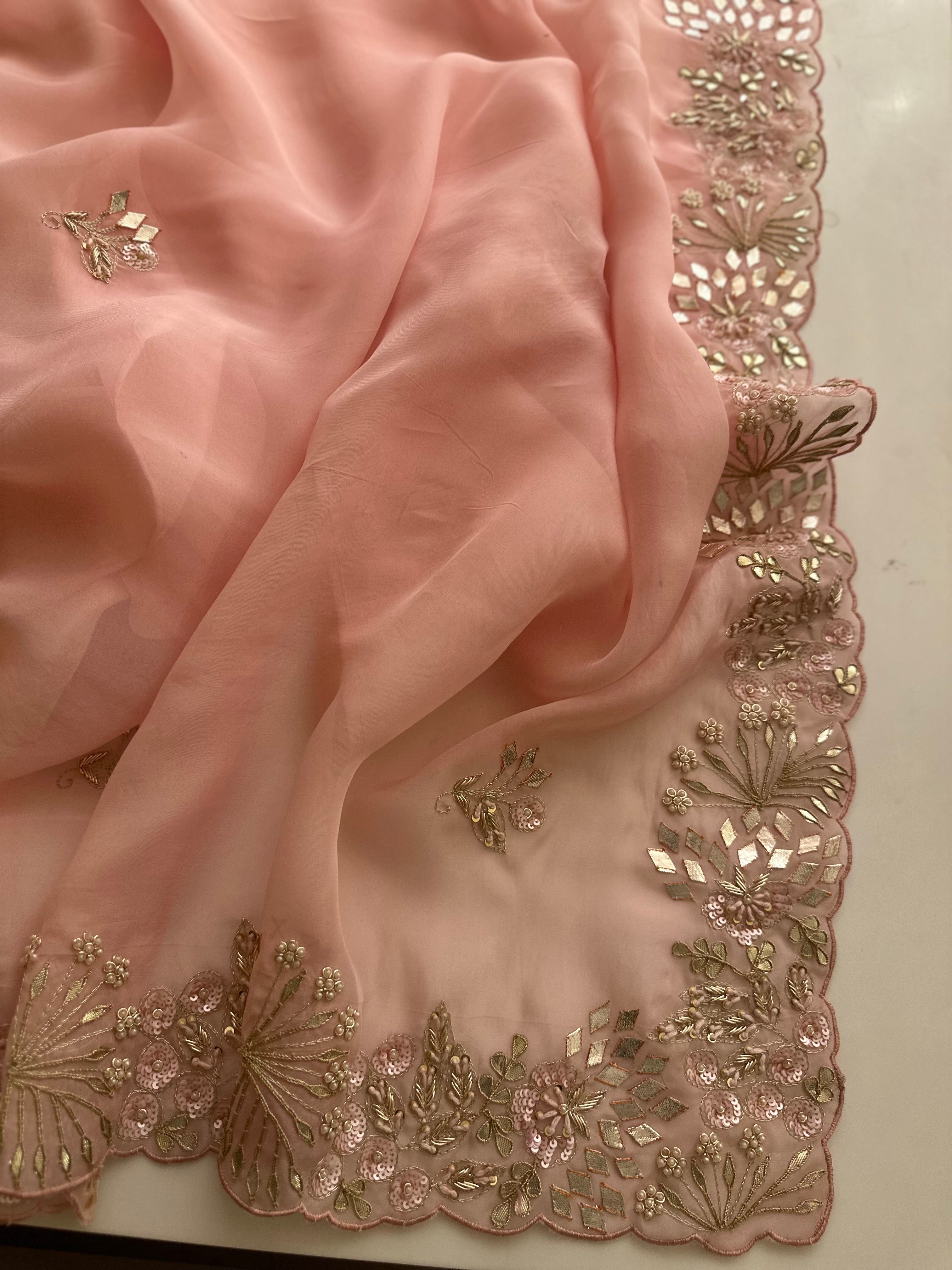 Rukmani Katcha Gotapatti Soft Organza saree